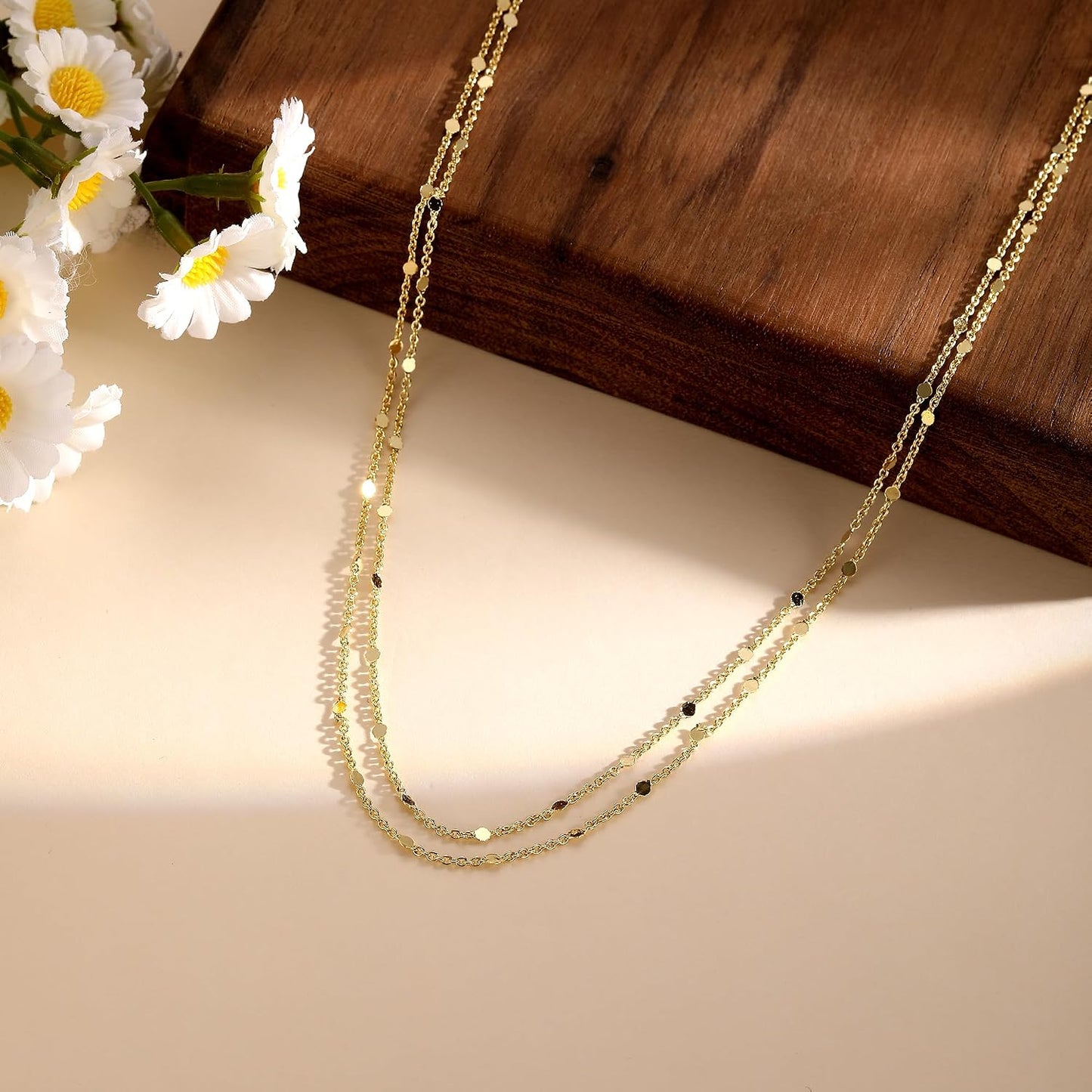 Warshion Collares chapados en oro de 14 quilates para mujer, gargan...