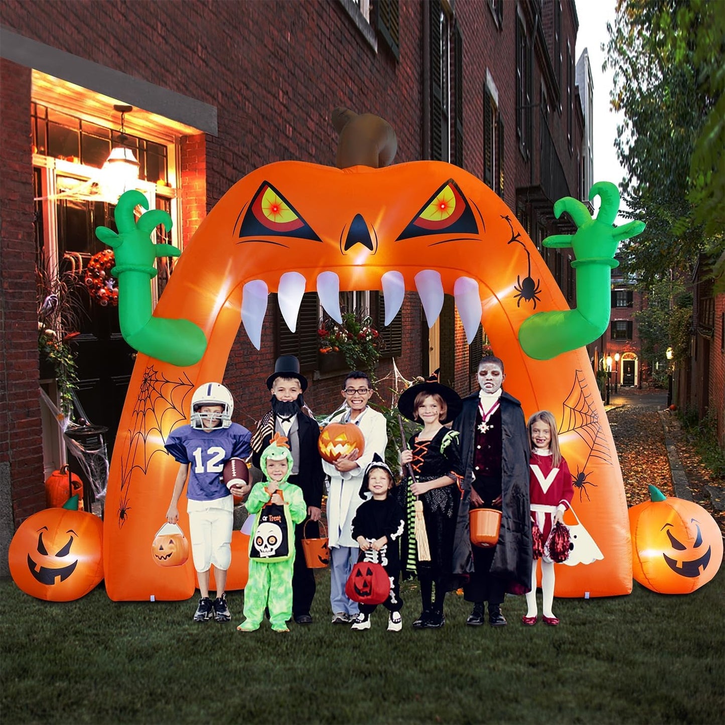 Juegoal Arco de calabaza inflable iluminado para Halloween, 13 pies...