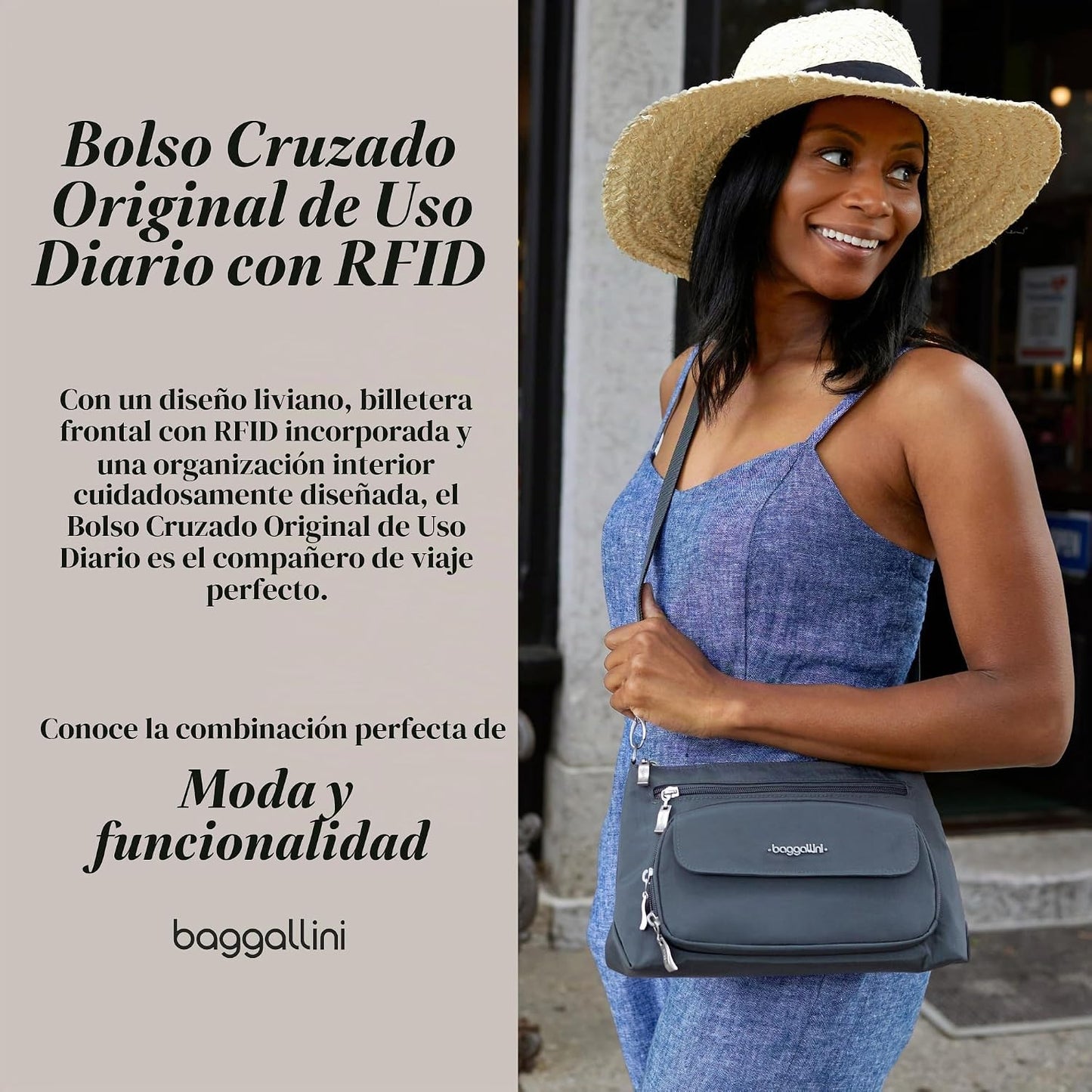Baggallini Original Everyday 11x7.5 Bolsos cruzados con RFID, liger...
