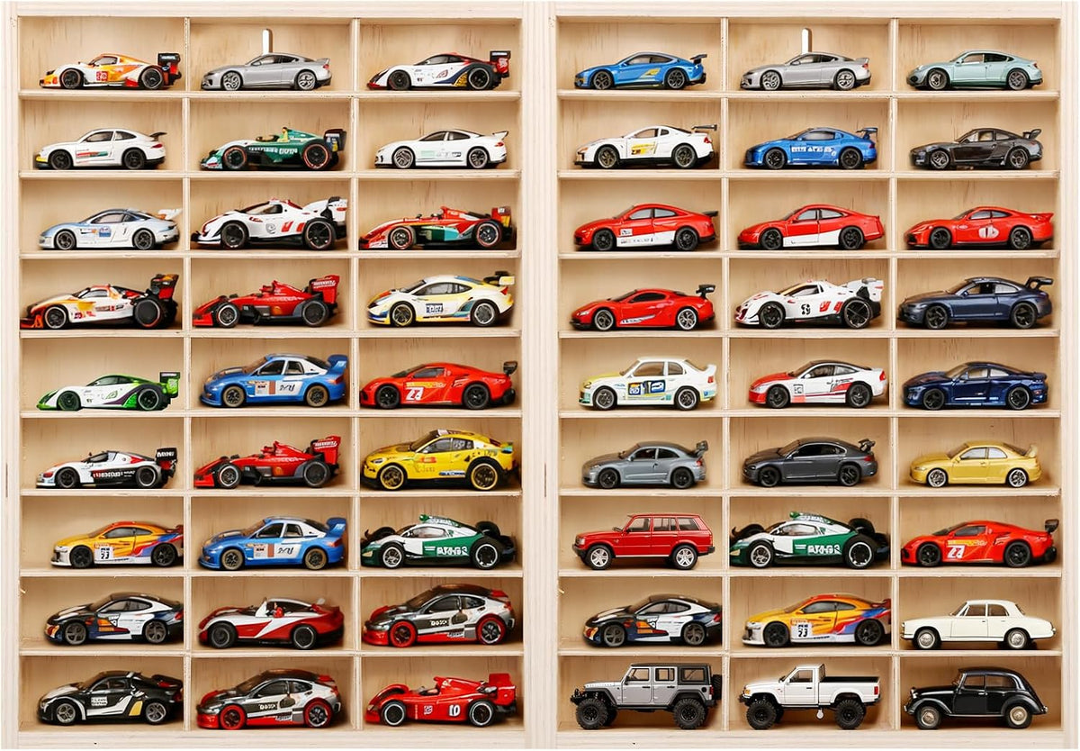 Vitrina de madera para Hotwheels de 54 espacios, escala 1\/64, vitr...