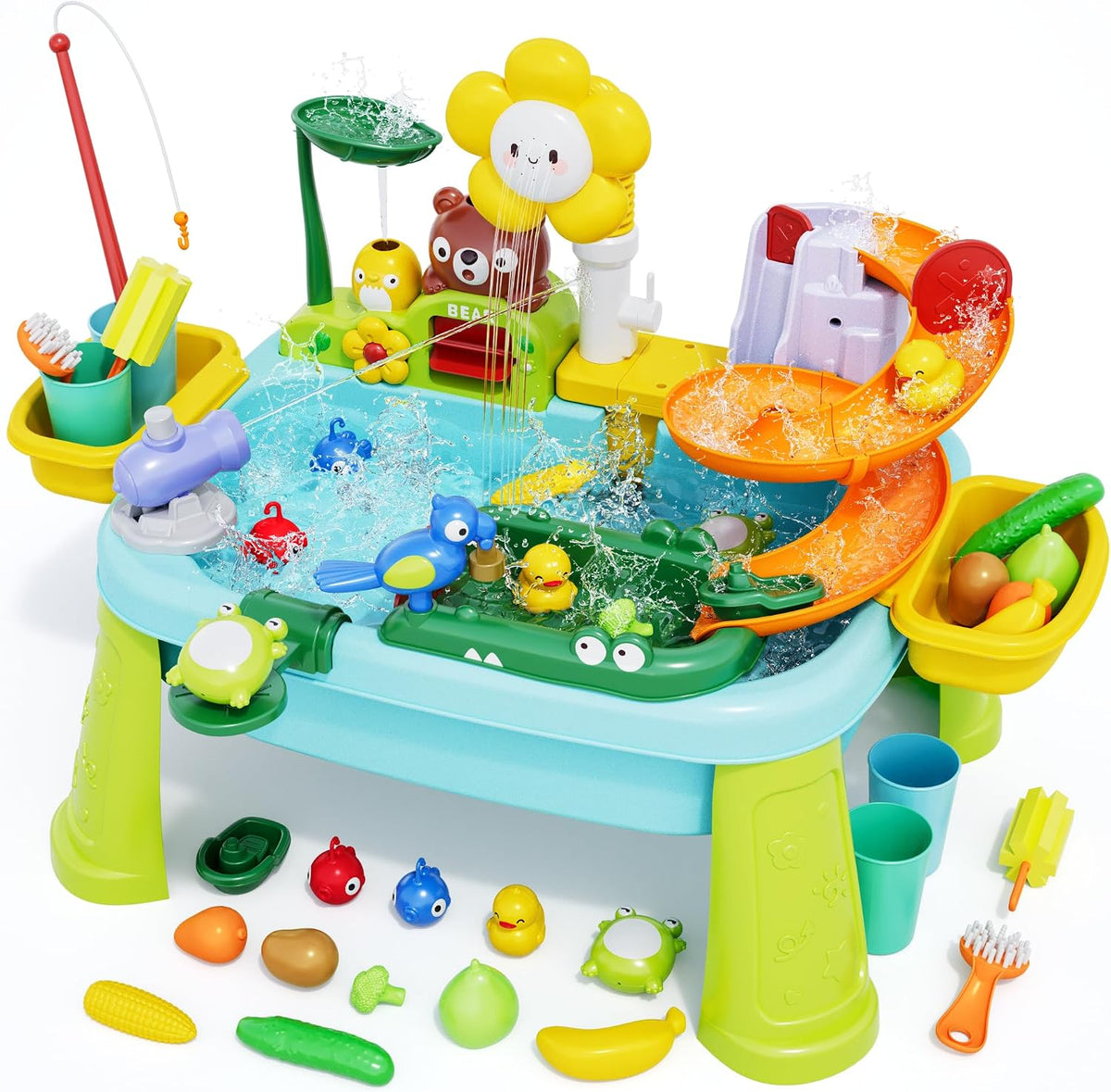 Juguetes de mesa de arena y agua para niños pequeños, fregadero de...