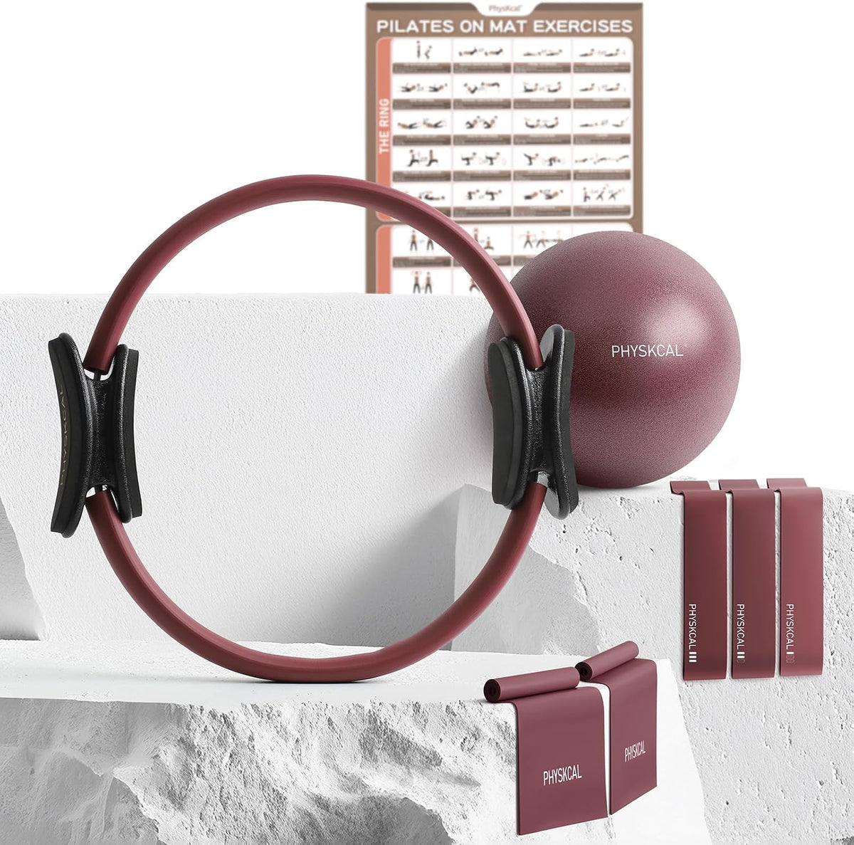 Kit de Pilates PhysKcal, anillo de pilates de 15 pulgadas con 1 bol...
