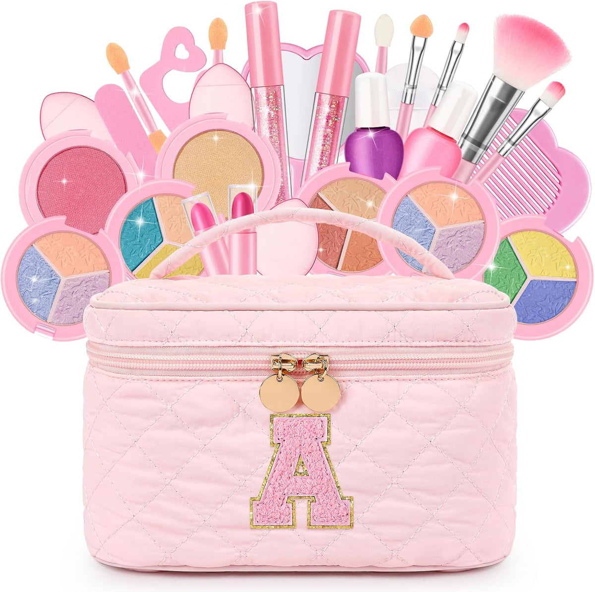 Juego de maquillaje lavable para niñas, 29 piezas, juguetes de maqu...