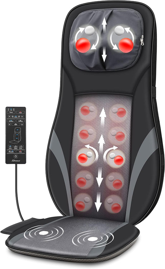Snailax Shiatsu - Masajeador de espalda con calor, almohadilla para...