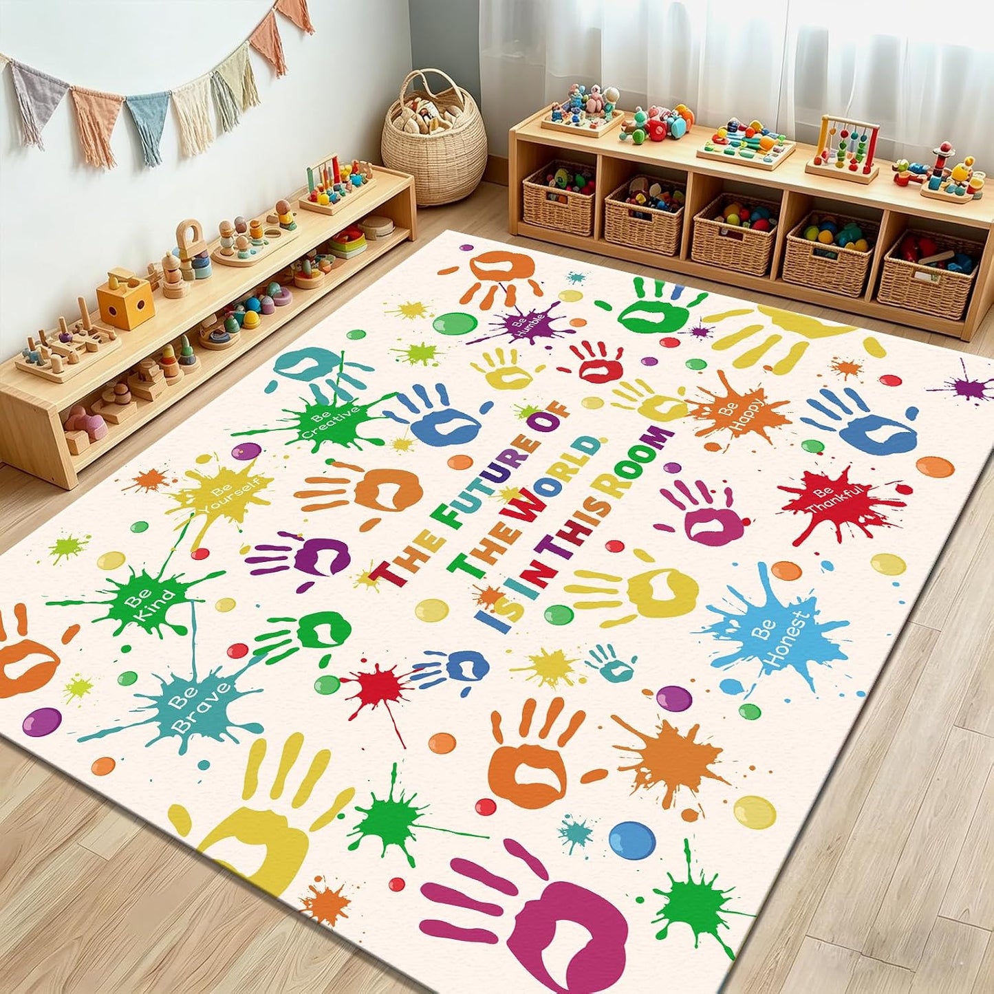 LTKOUGFAM Alfombra colorida para niños, alfombra lavable para niños...