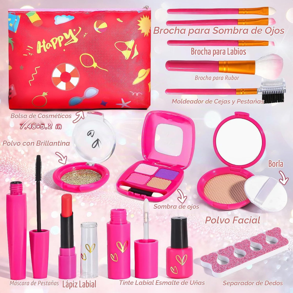 Kit de maquillaje para niñas pequeñas, juego de maquillaje para niñ...