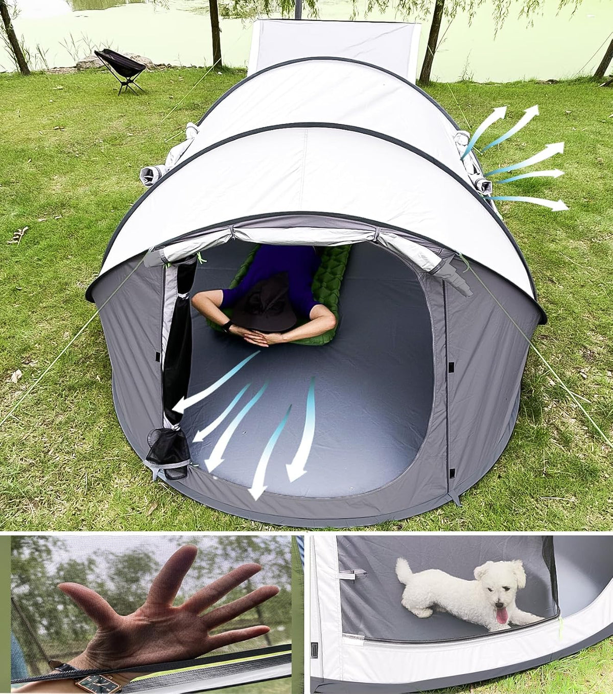 Tienda de campaña desplegable fácil para 4 personas, impermeable, c...