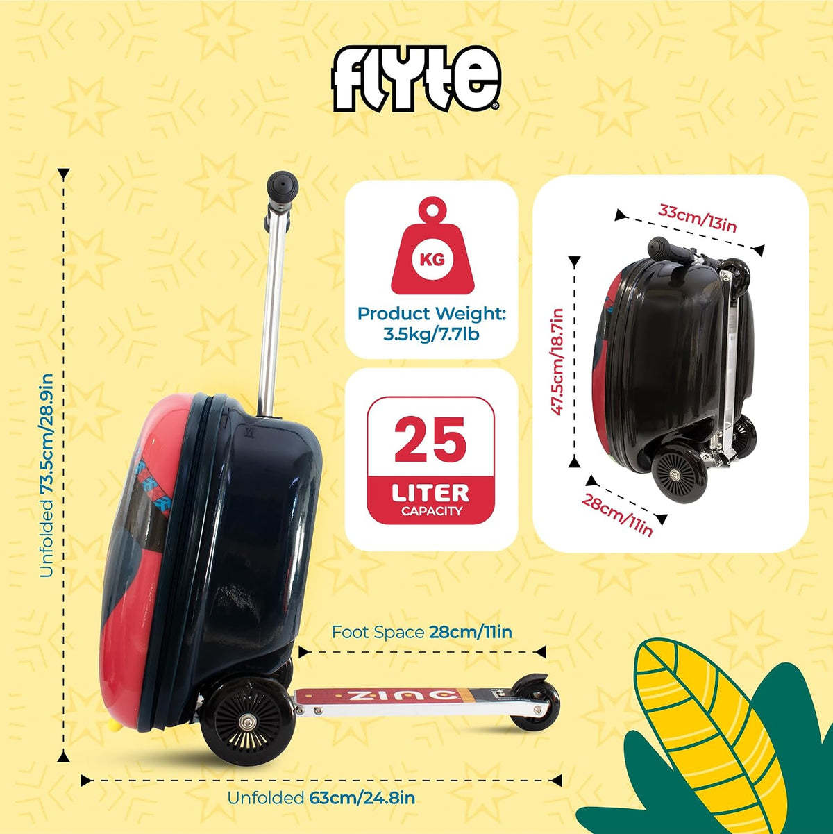 Flyte Maleta Scooter - 2 en 1, Maleta de Montar de 18 pulgadas para...