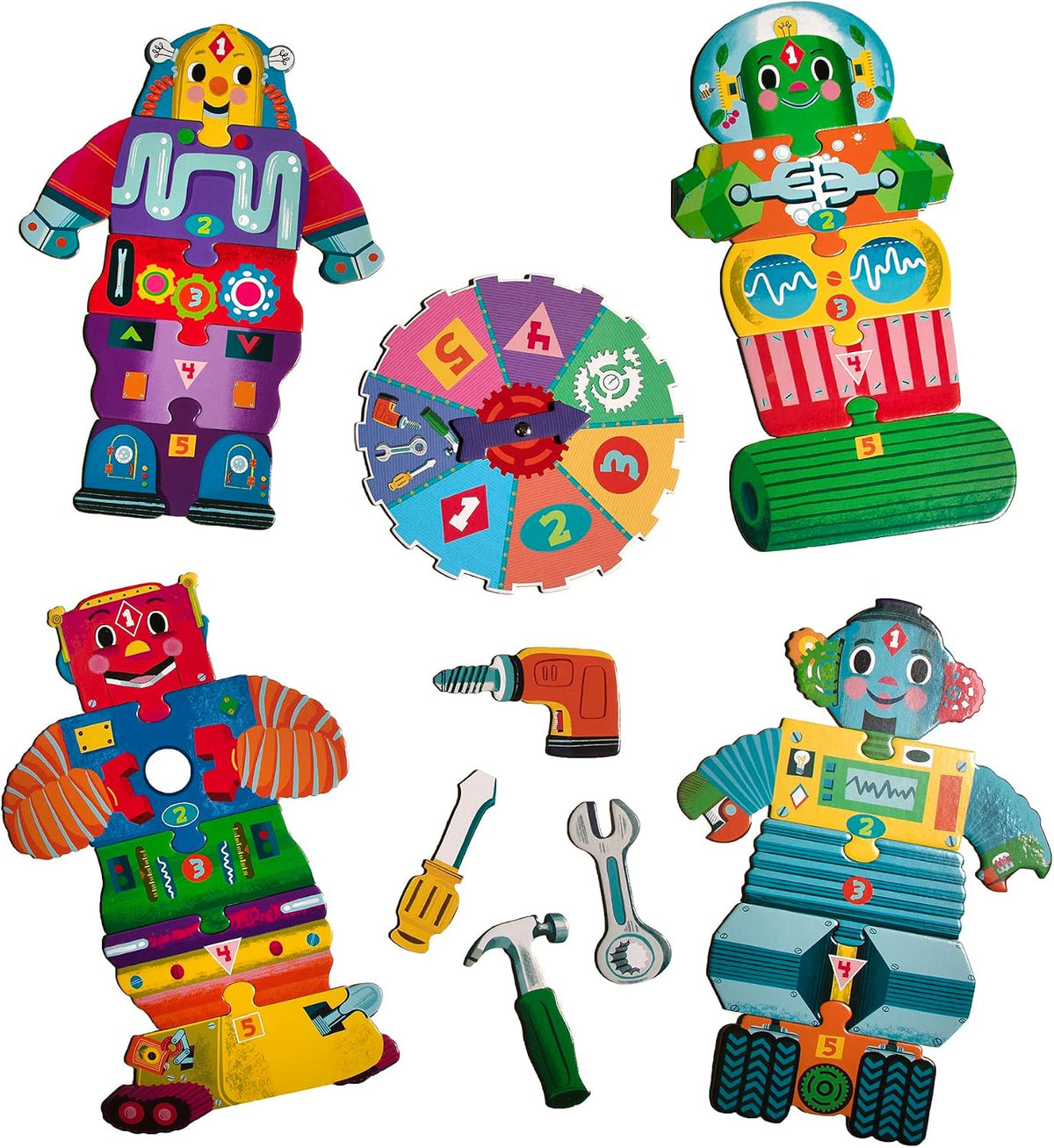 eeBoo Juego de Ruleta Construye un Robot, Combina Números Simples c...