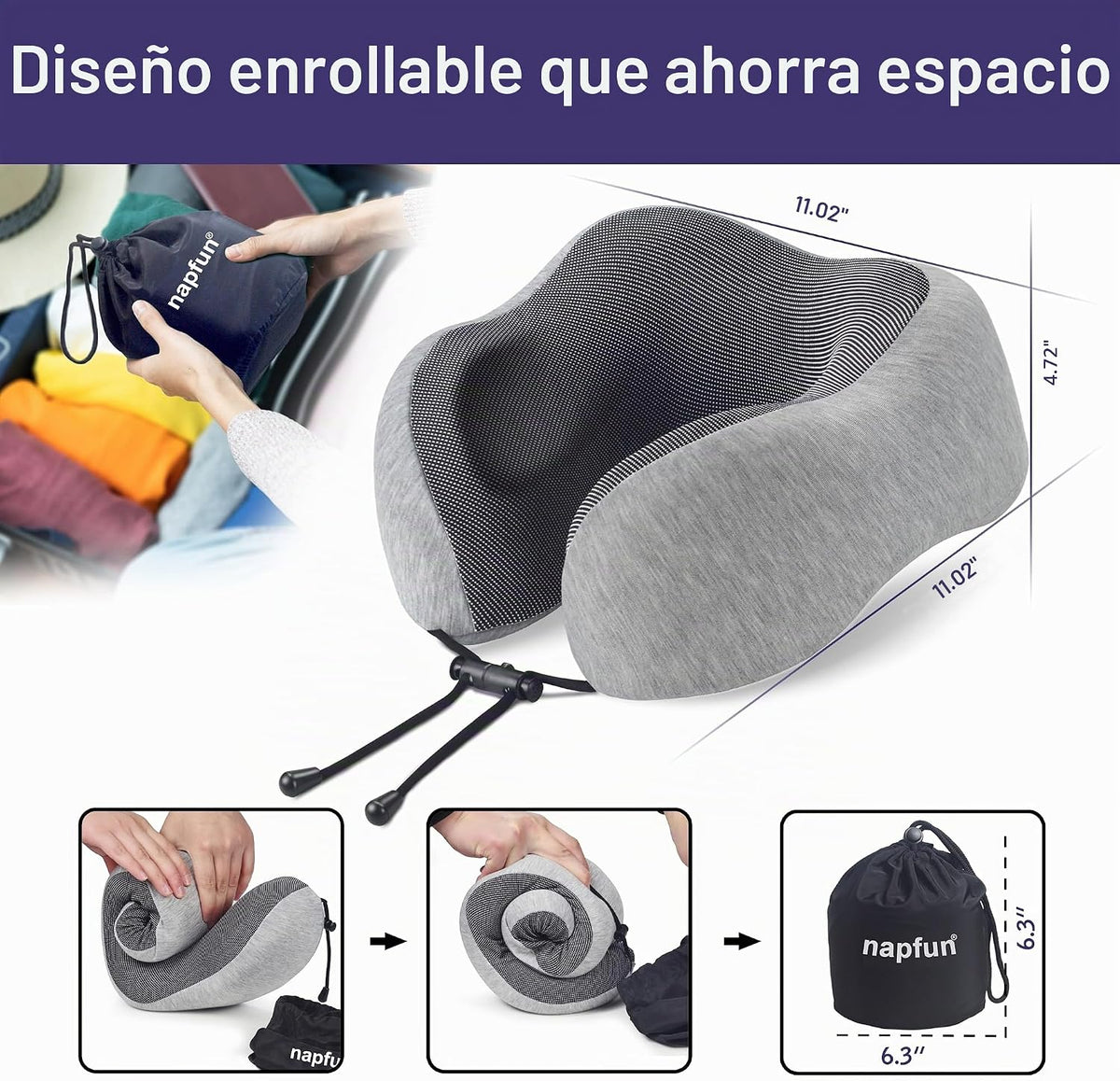 NapFun - Almohada de cuello para viajes, mejorada para viajar por a...