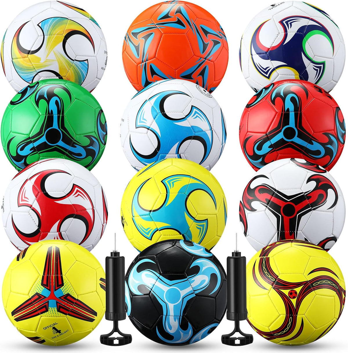 Lunmon 12 pelotas de fútbol a granel con 2 bombas, tamaño oficial,...