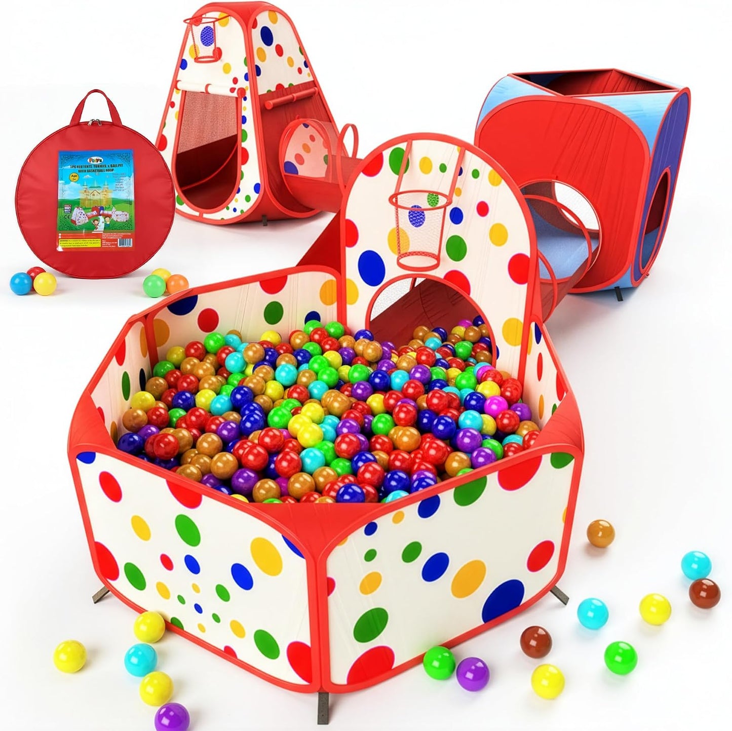 Playz Tiendas de campaña para niños, 5 piezas, túneles de gateo y p...