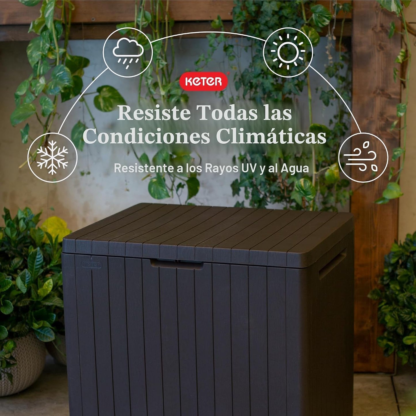 Caja Keter City de resina, 30 galones, para almacenamiento al aire...
