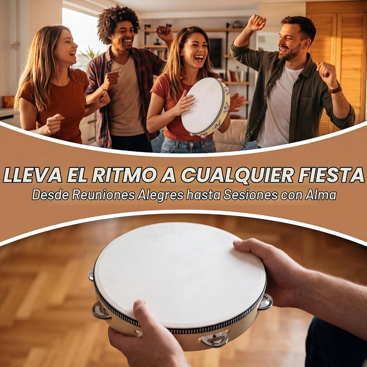 Musfunny - Tambor de mano de 6 pulgadas, de abedul y metal, para pe...