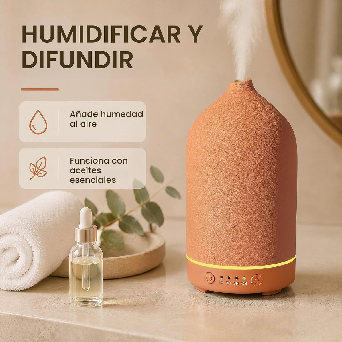Gooamp Difusor de aceite esencial de cerámica 200ML para el hogar,...
