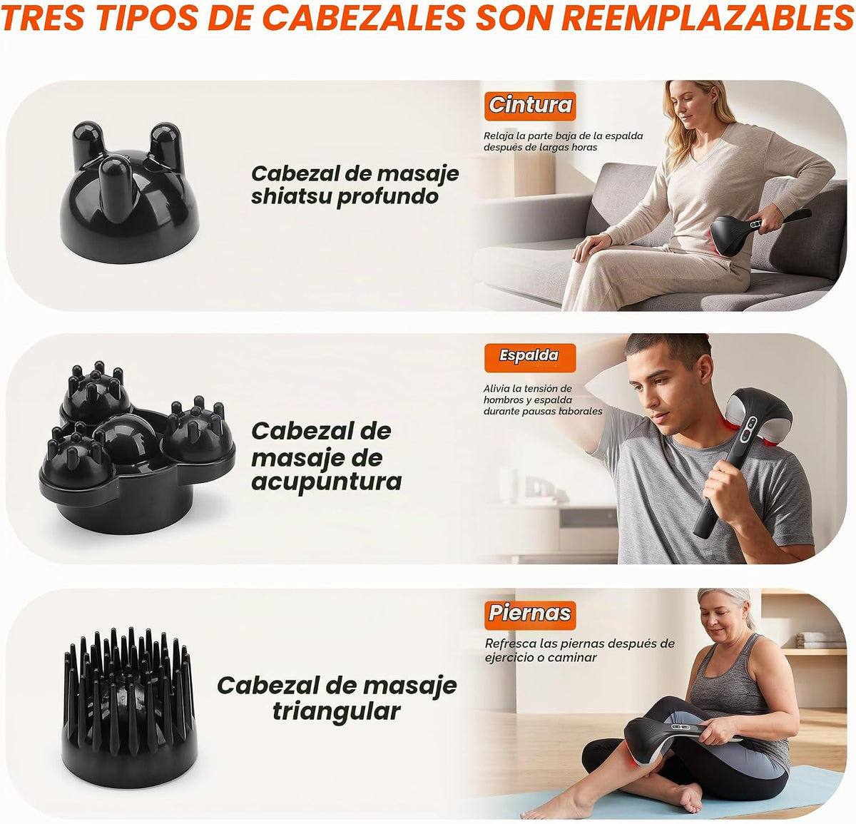 Snailax Masajeador de espalda inalámbrico de mano con calor, masaje...