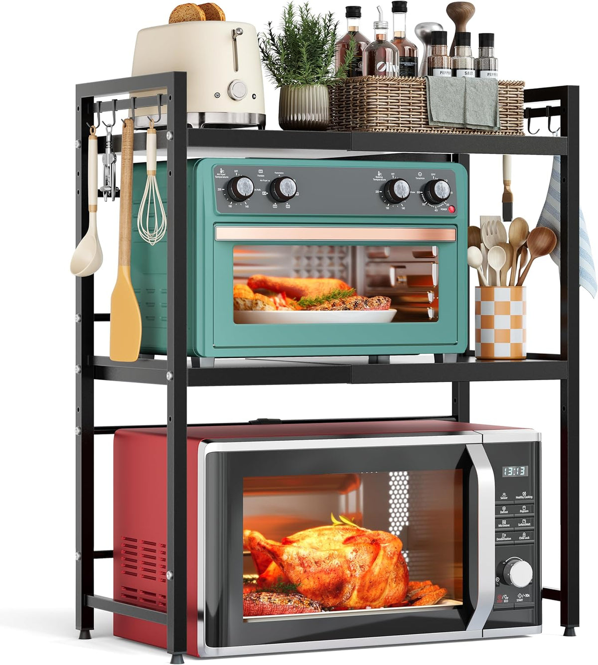NETEL Estante extensible para horno de microondas, organizador de e...