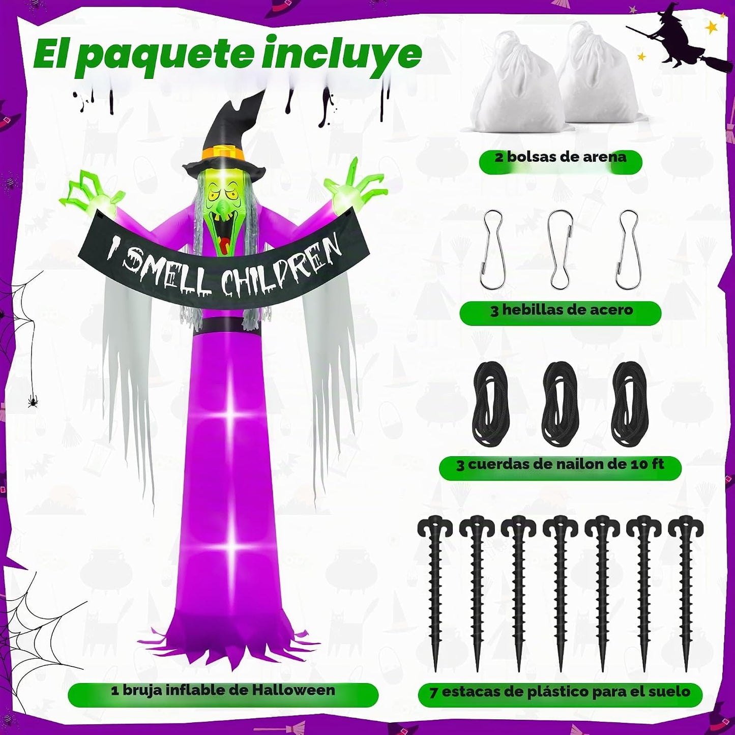 Inflables de Halloween para exteriores de 13 pies, decoración de pa...