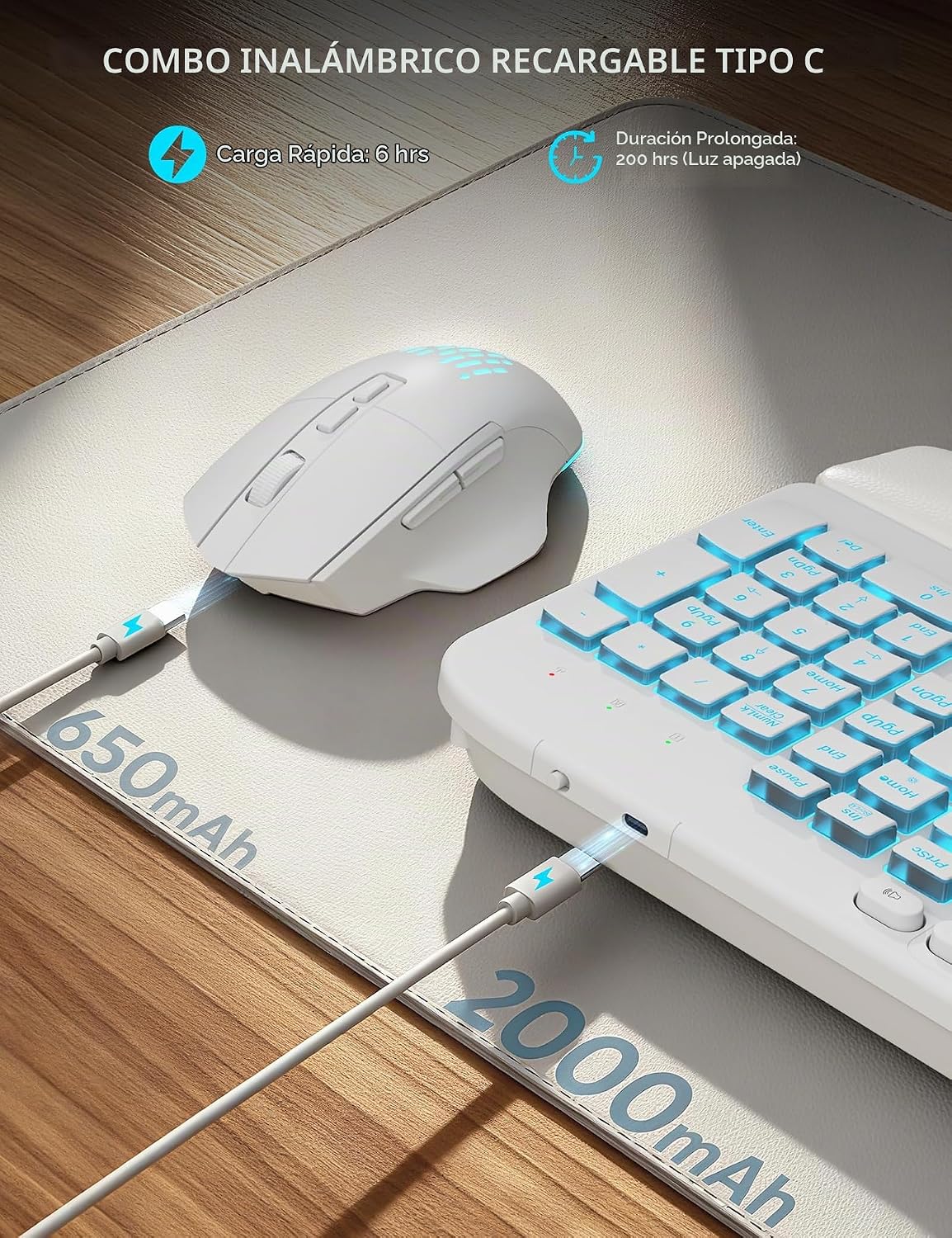 SABLUTE Combo de teclado y mouse inalámbricos: teclado ergonómico o...