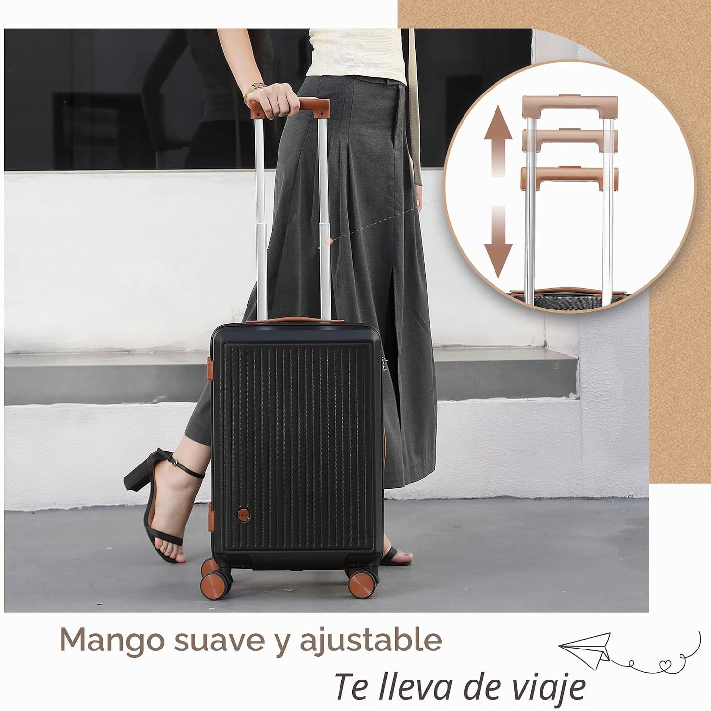 Maleta de viaje Hulsin con ruedas giratorias, maleta de mano de 22x...
