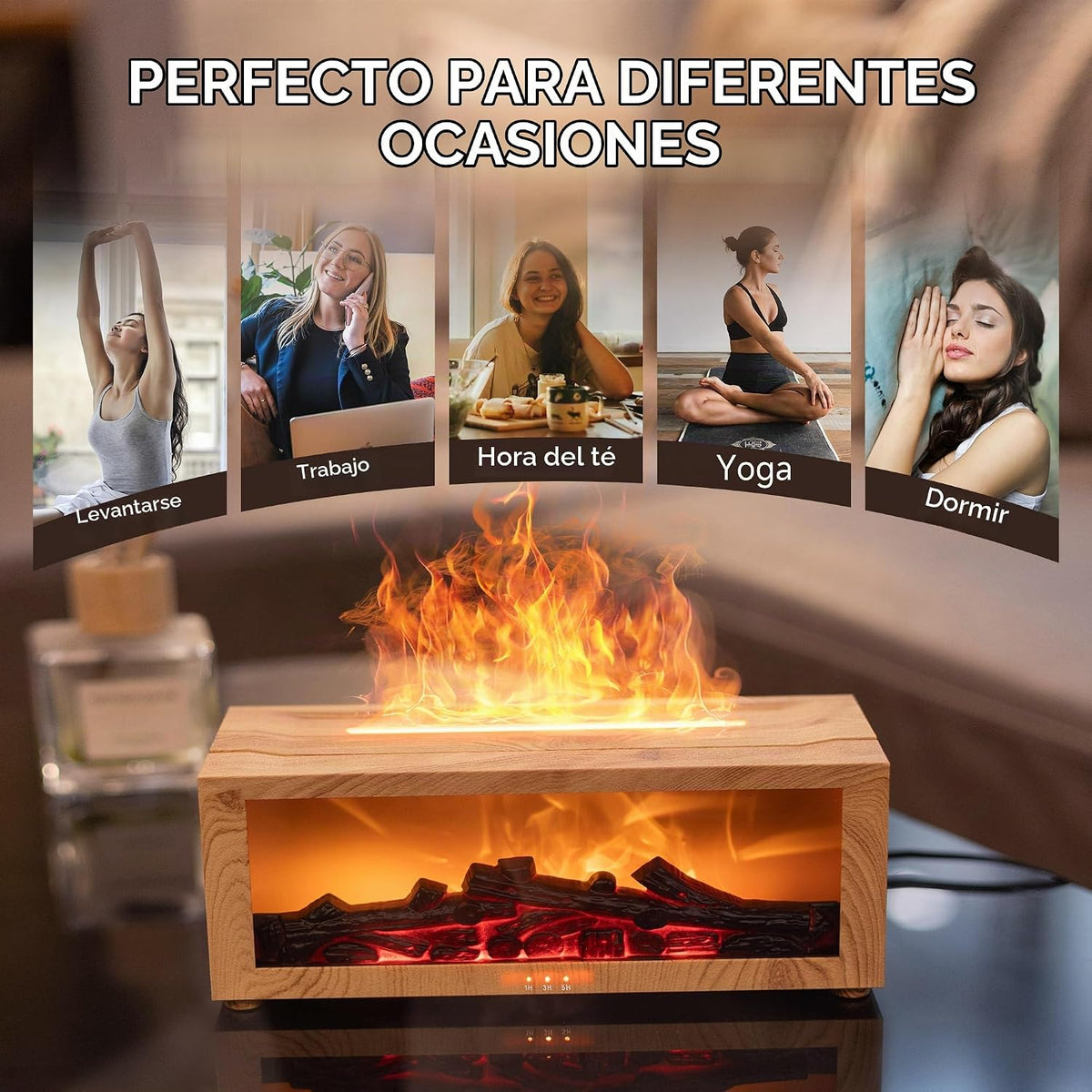 TMEHM Humidificador difusor de aire de llama para chimenea, difusor...