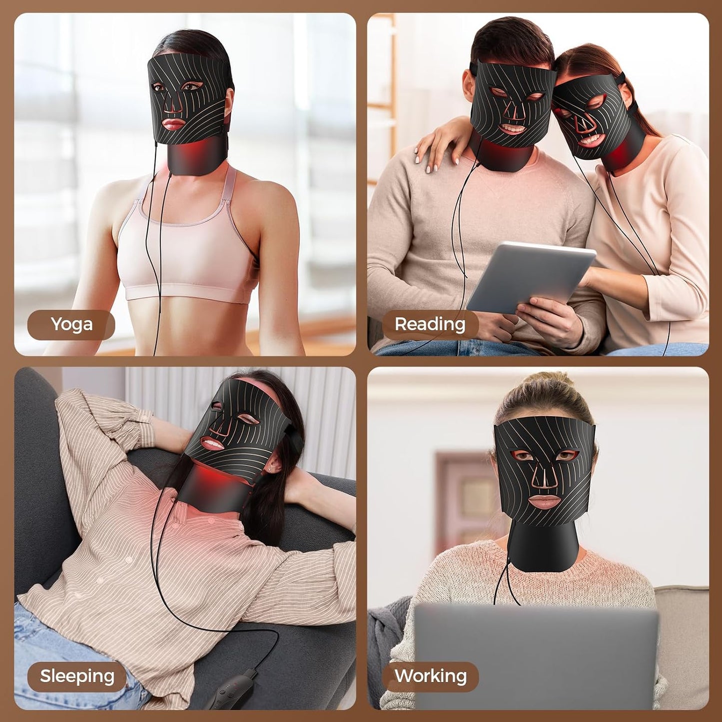ONLUKY Terapia de luz roja para cara, máscara facial LED terapia de...