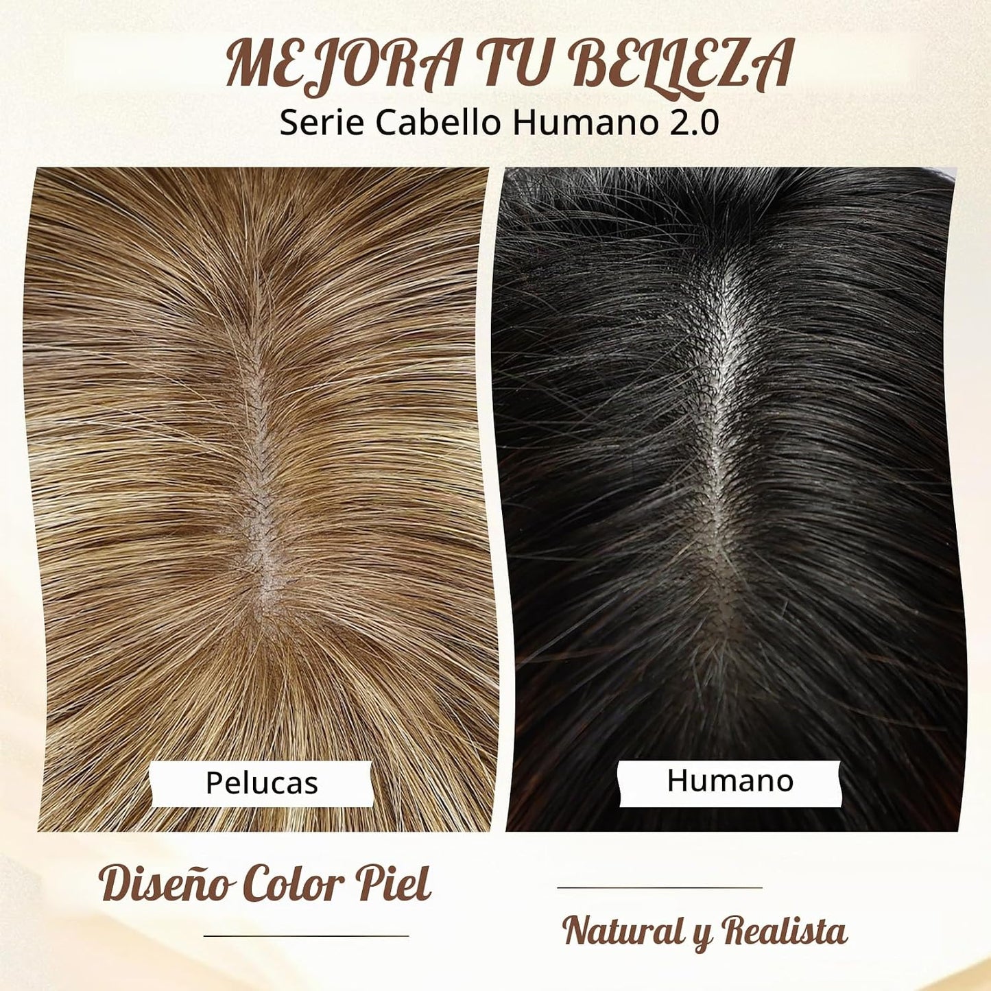 KKU Pelucas de cabello humano castaño dorado degradado de 16 pulgad...