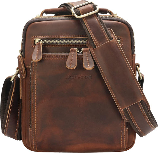 Jack&amp;Chris Bolso Mensajero de Cuero para Hombre, Bolso Bandoler...