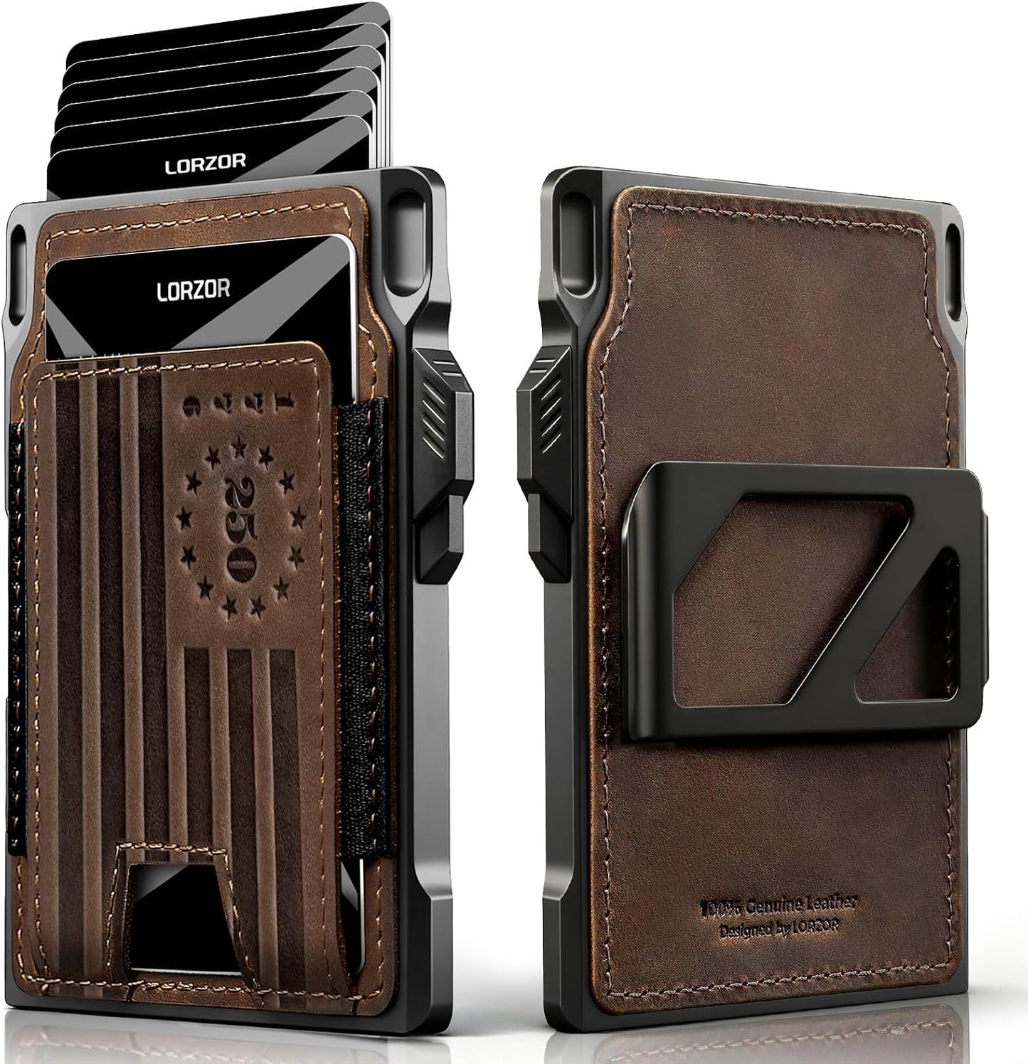 LORZOR Cartera táctica delgada, cartera minimalista para hombres, c...