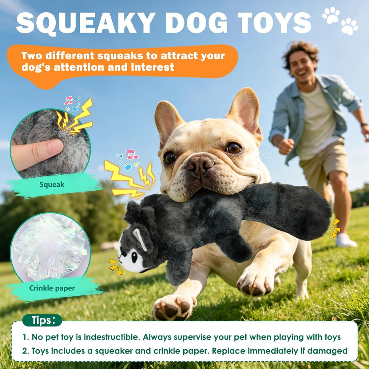 Fuufome Juguete masticable interactivo sin relleno arrugado para pe...