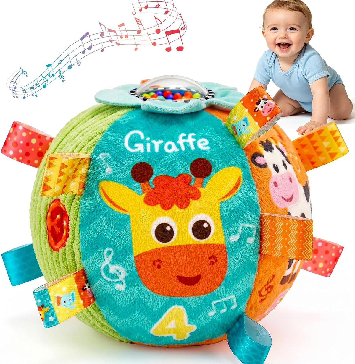 Thremhoo Juguete musical de bola para bebé con sonidos y canciones...