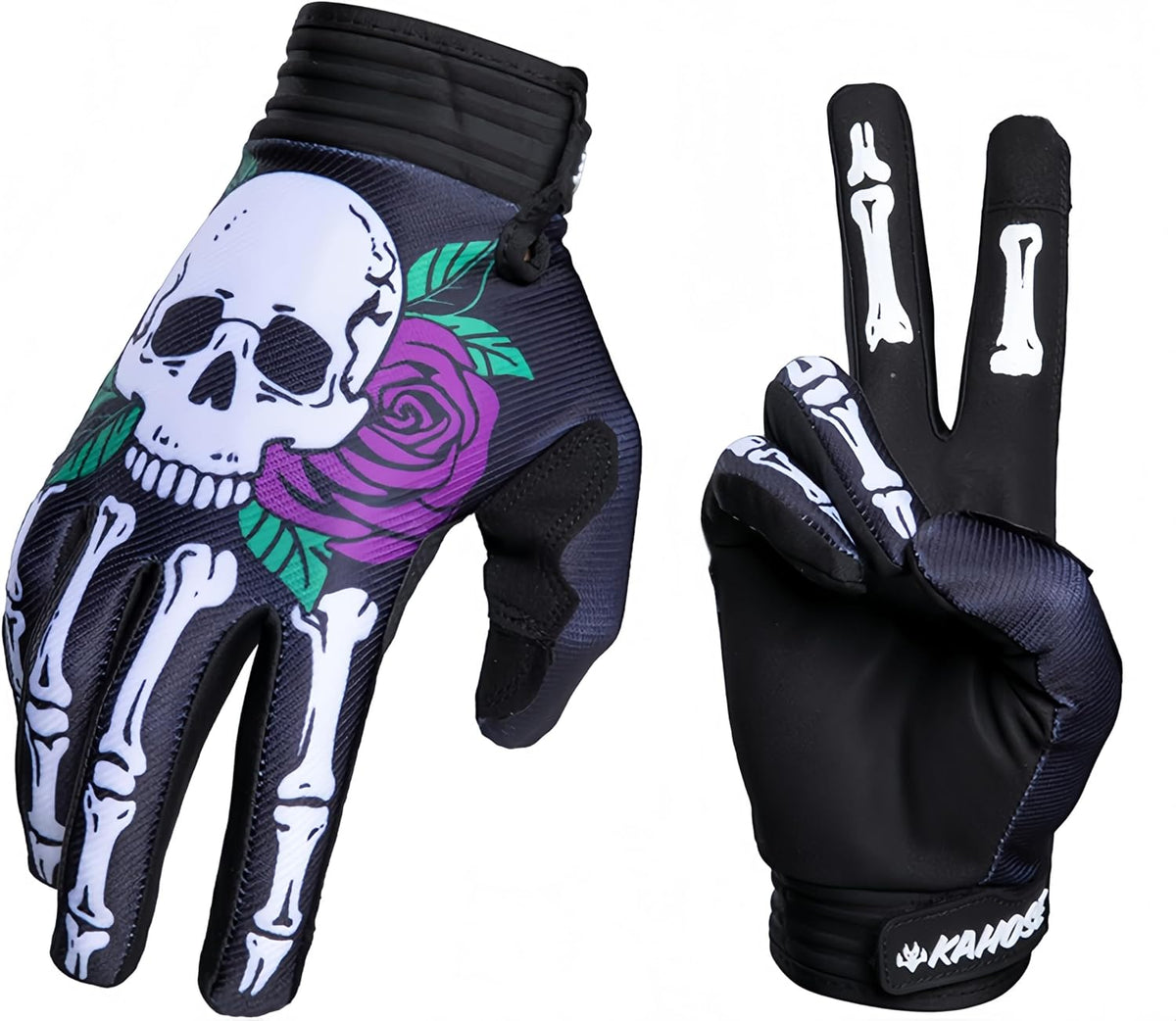 TATACLEA Guantes de ciclismo de calavera y esqueleto de rosas, tran...