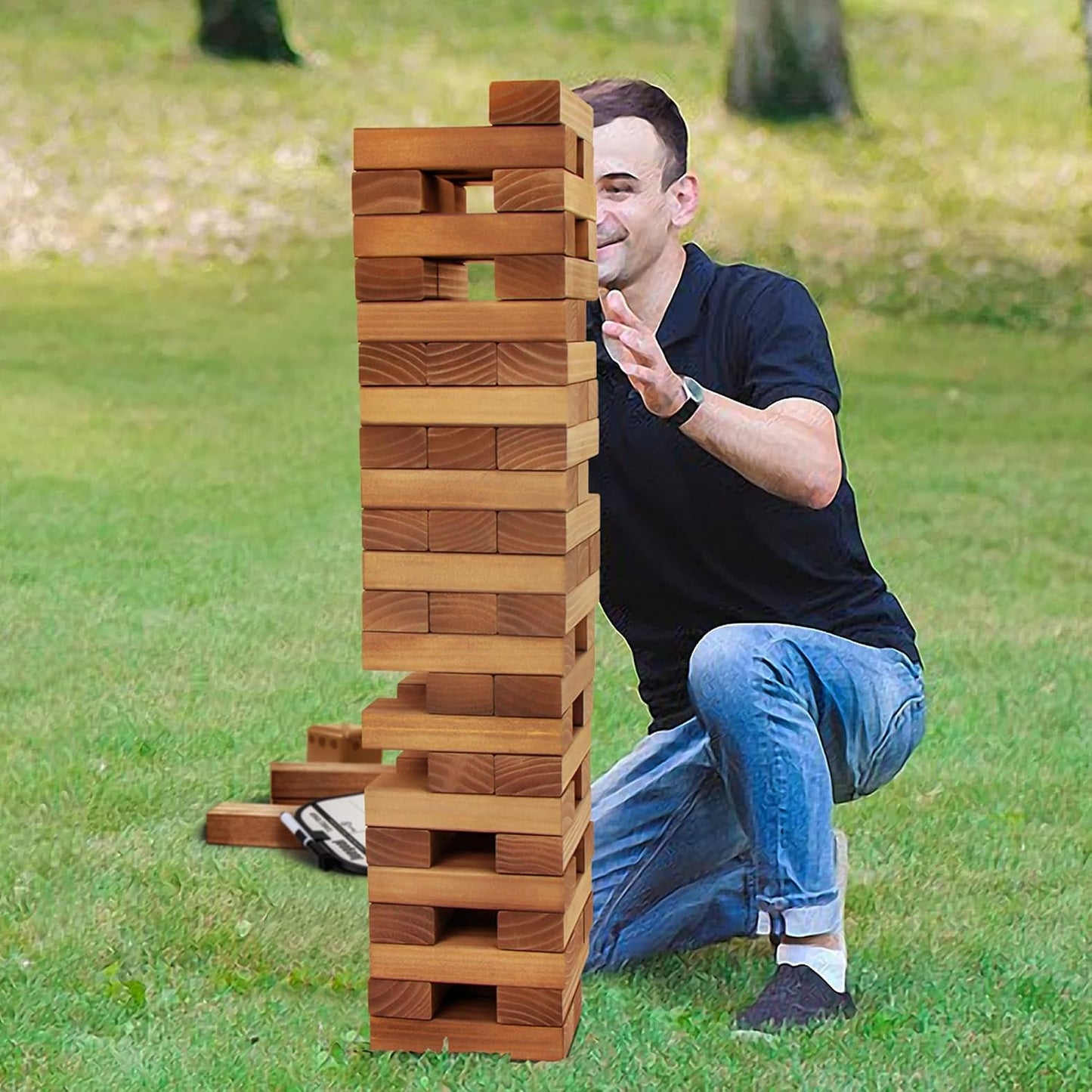 Juegoal Juego de bloques gigantes de torre de caída de 54 piezas, j...
