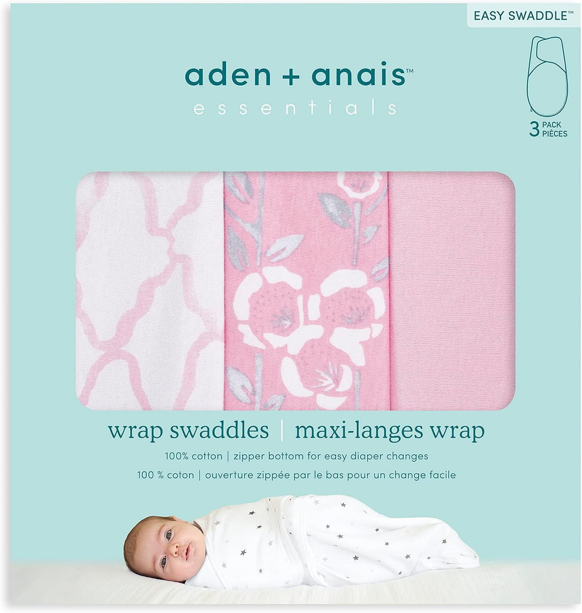 aden + anais Essentials Manta Envolvente Fácil de Cambio Rápido con...