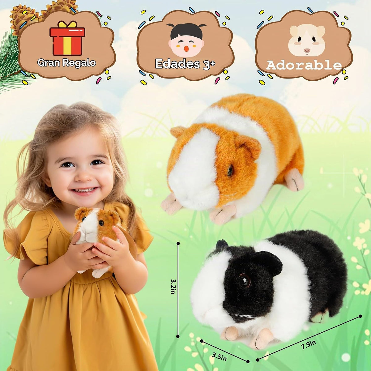 redaica 2 piezas de animales de peluche de cobaya - 7.9 pulgadas de...