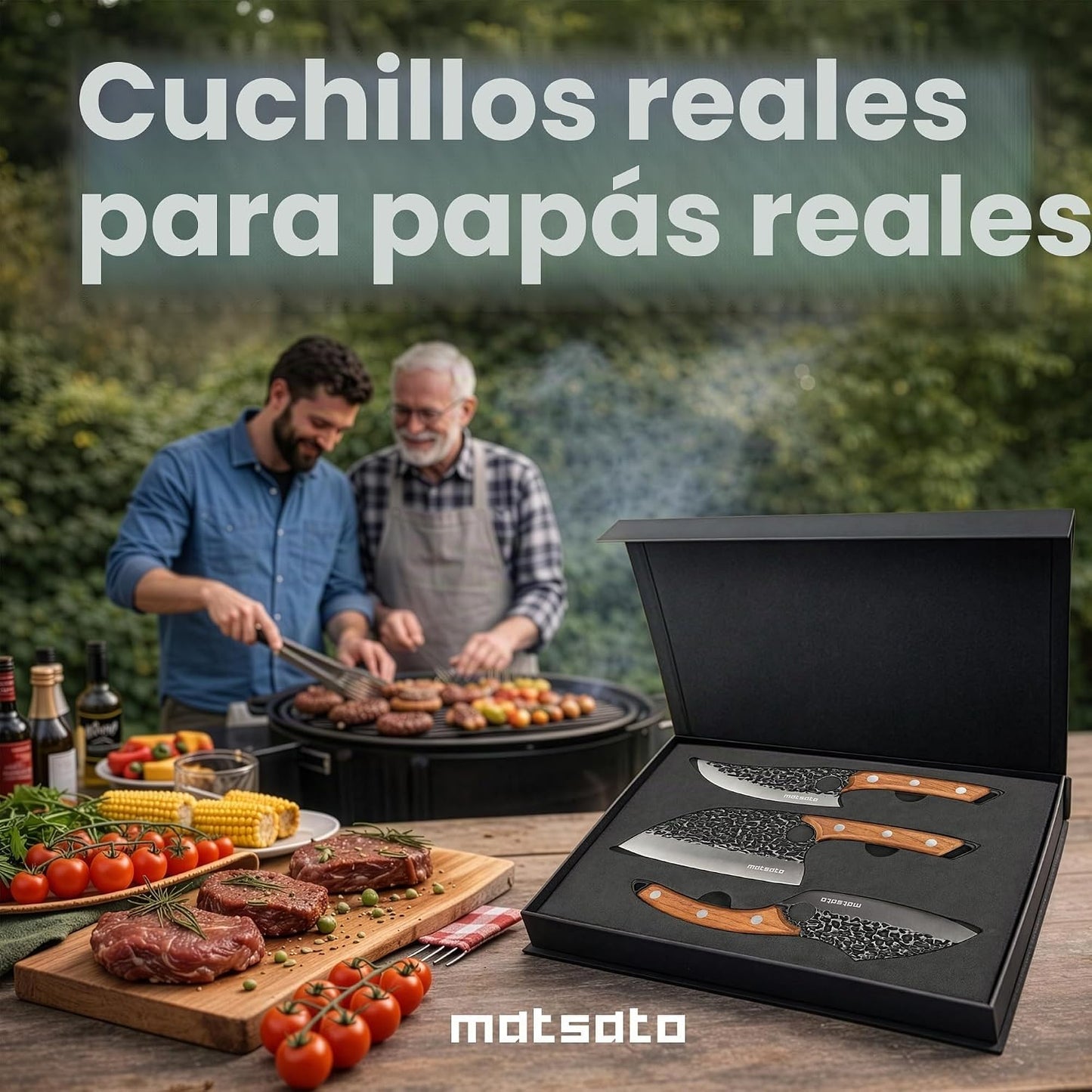 Matsato Juego de cuchillos de cocina de 3 piezas, juego de cuchillo...