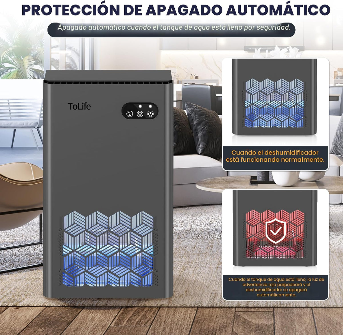 ToLife Deshumidificador, 1000 pies cuadrados tanque de 95 onzas con...