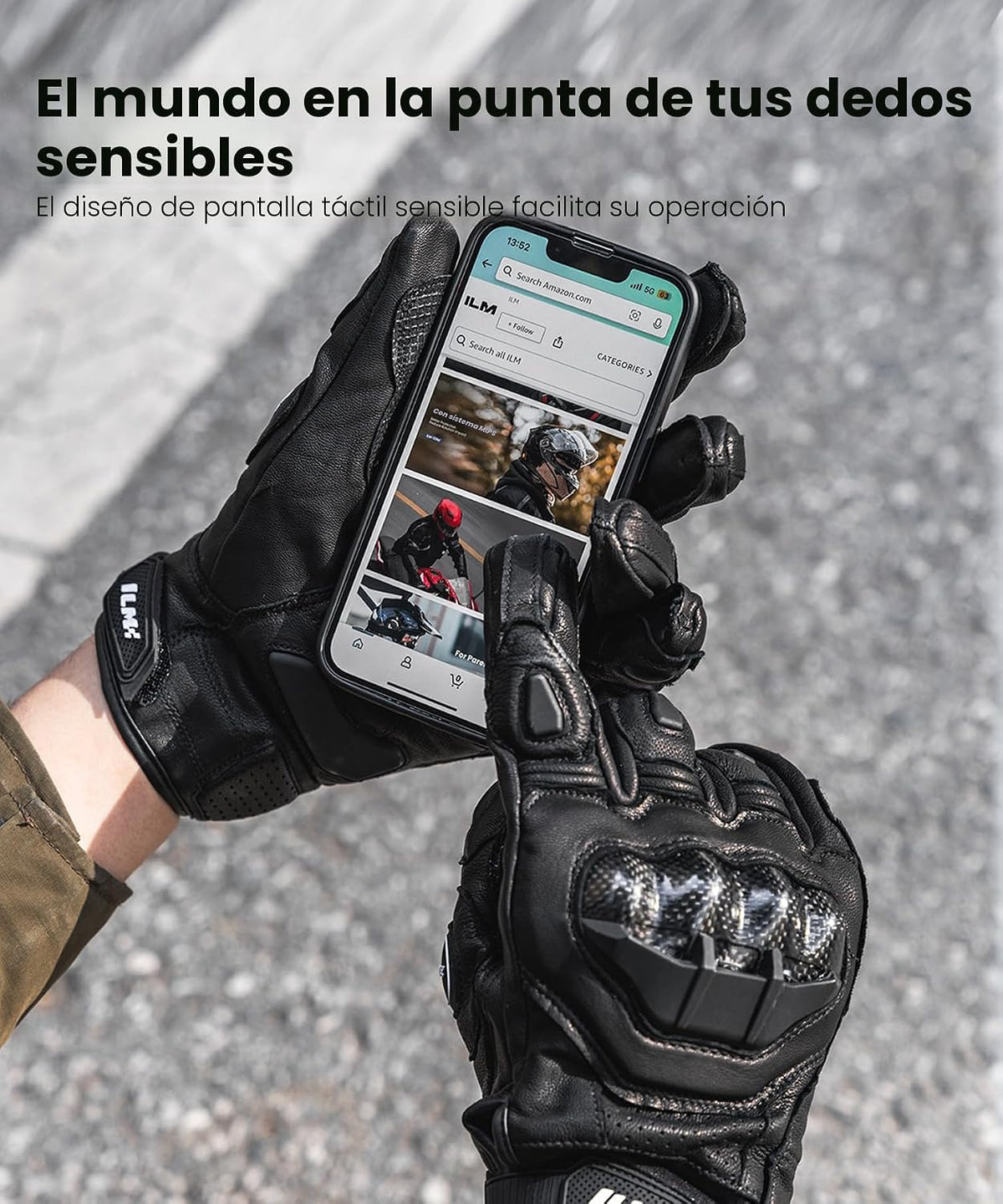 ILM guantes de motocicleta de cuero que permiten la circulación de...