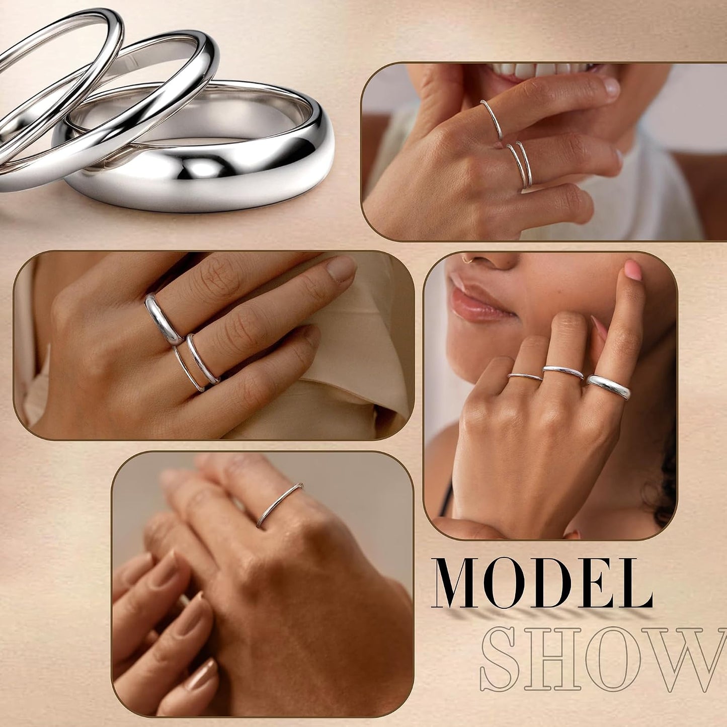 Diamday Anillos de Plata de Ley S925 para Hombre y Mujer, Anillo de...