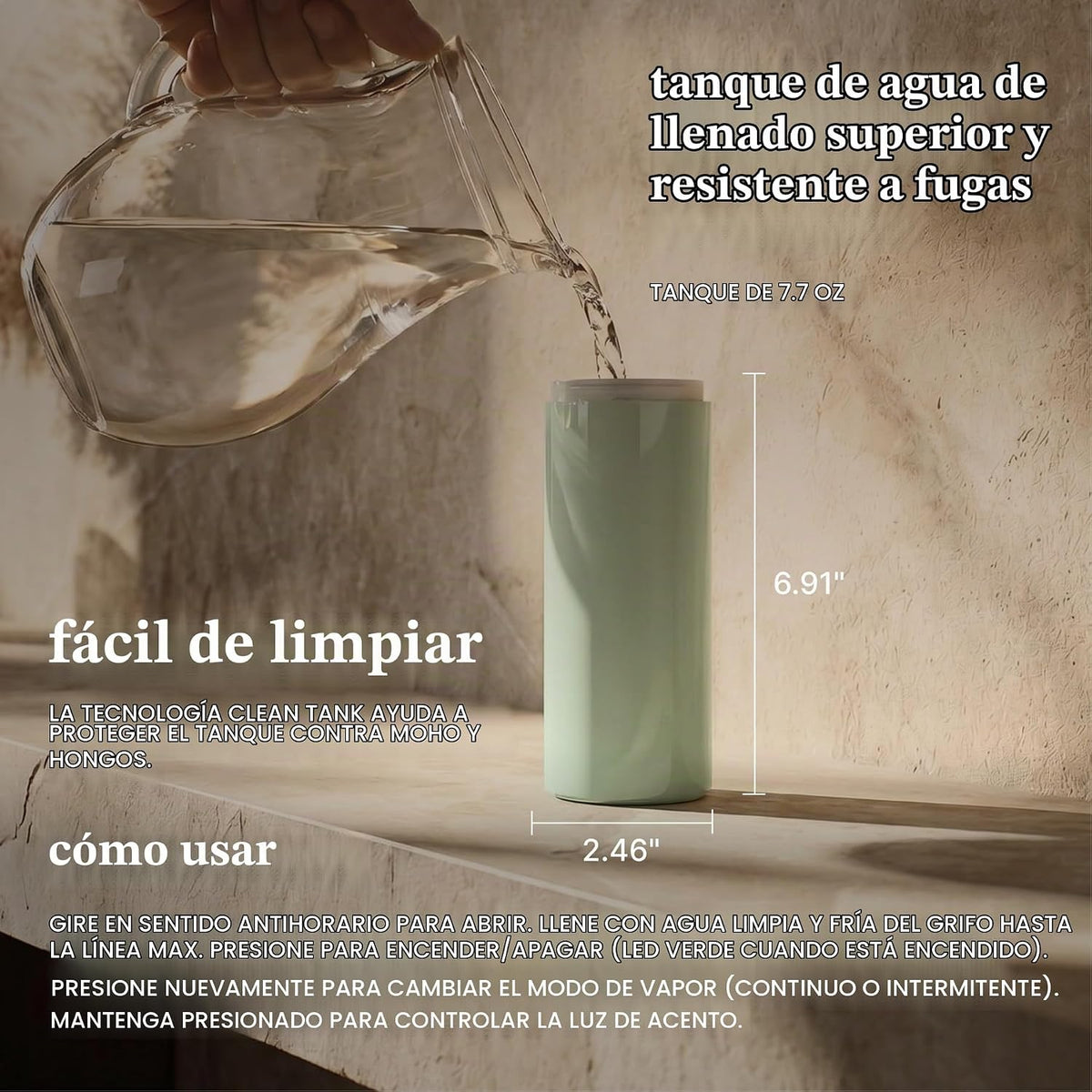Homedics Humidificador ultrasónico portátil, humidificador de aroma...