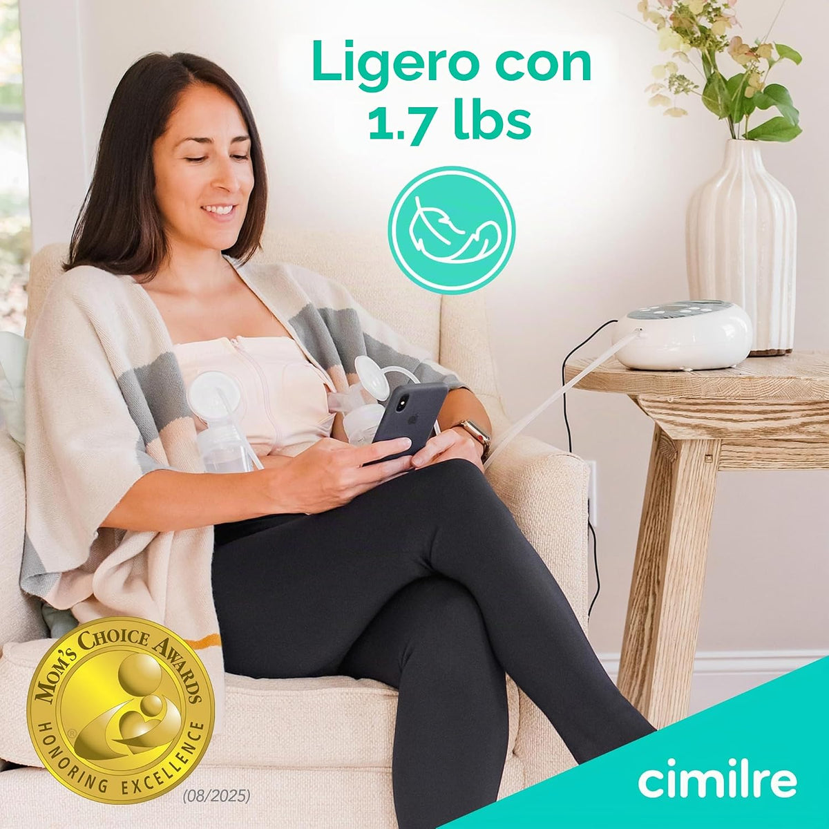 Cimilre Extractor de leche eléctrico doble ajustable S6 | Velocidad...