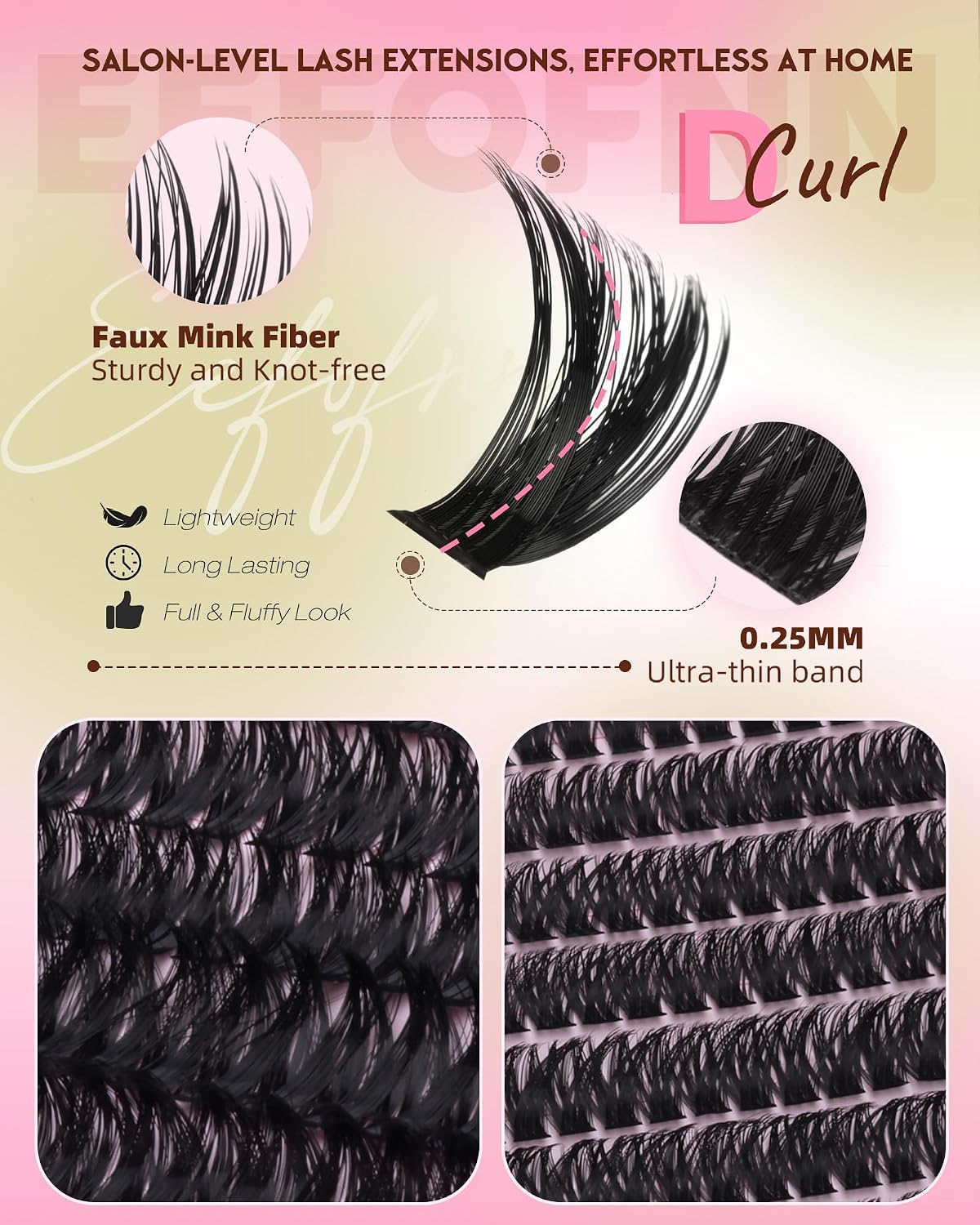 80D 100D Lash Clusters 560 piezas Wispy Volumen de los racimos de p...