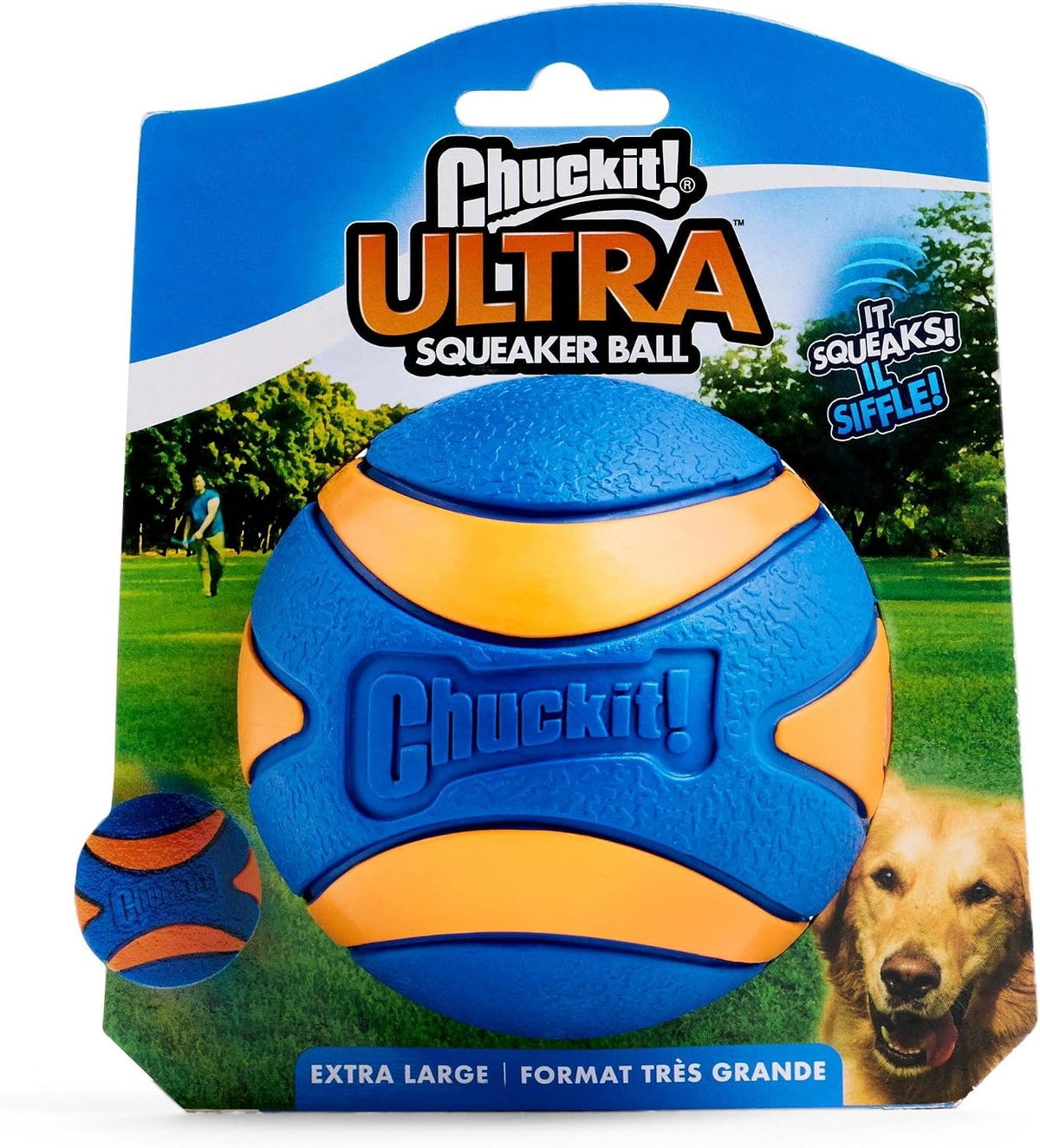 Chuckit! Pelota ultra chirriante para perros, juguete extra grande...