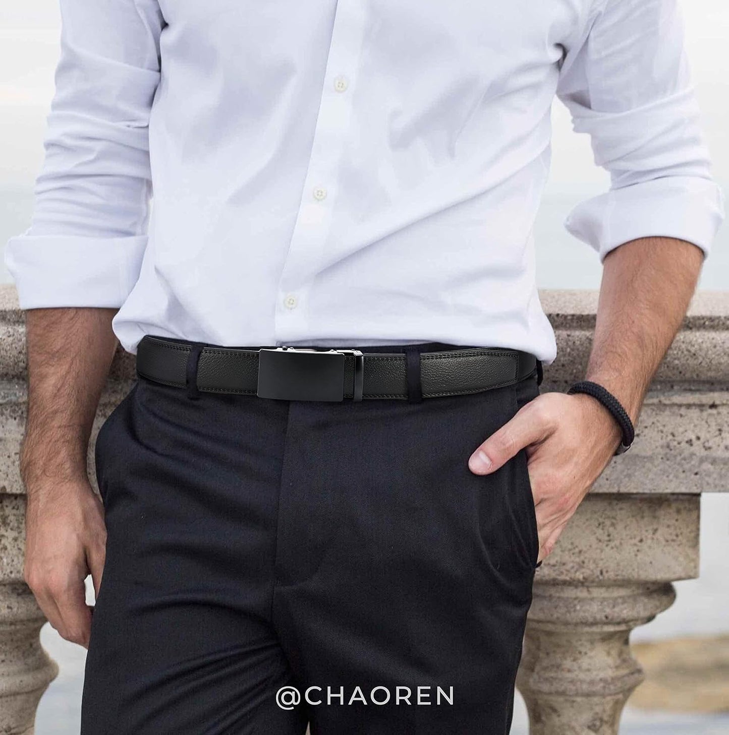 CHAOREN - Cinturón para hombre - Cinturón de trinquete de cuero de...