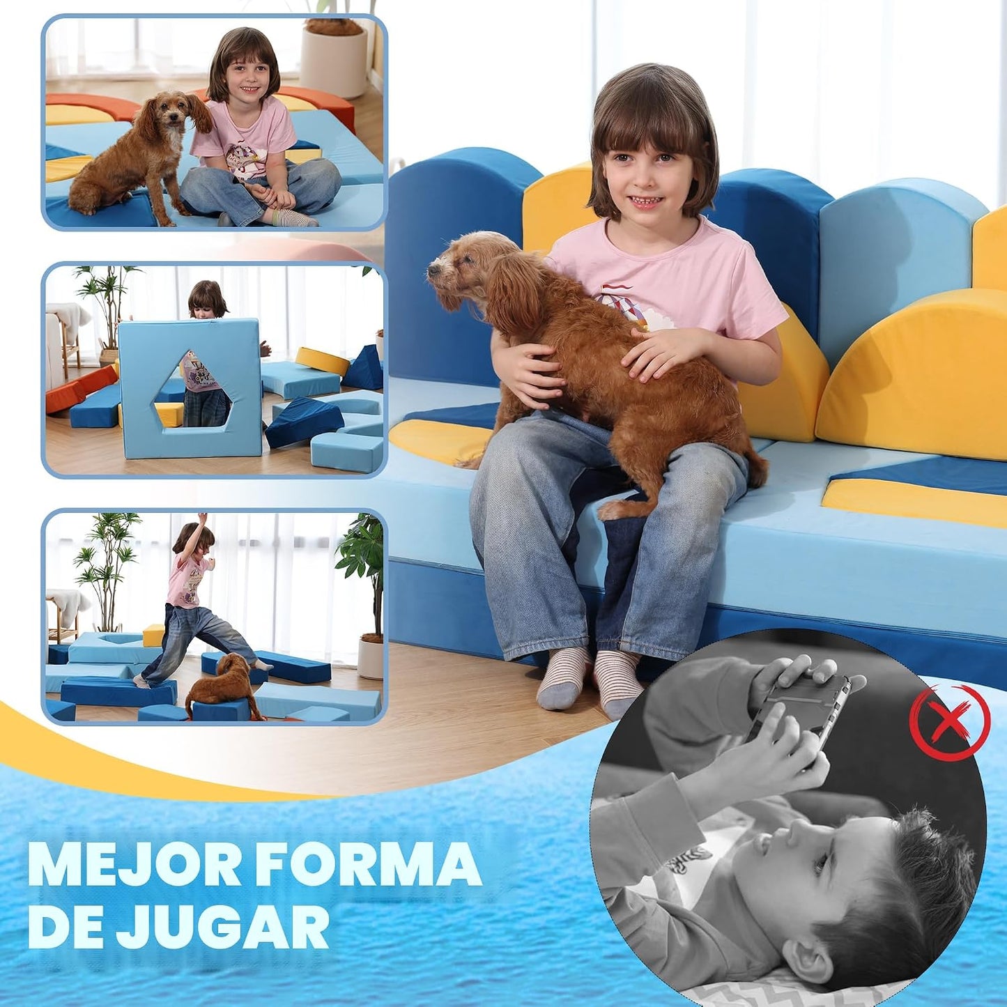 Erament Sofá de Juego Modular para Niños de 22 Piezas para Niños Pe...