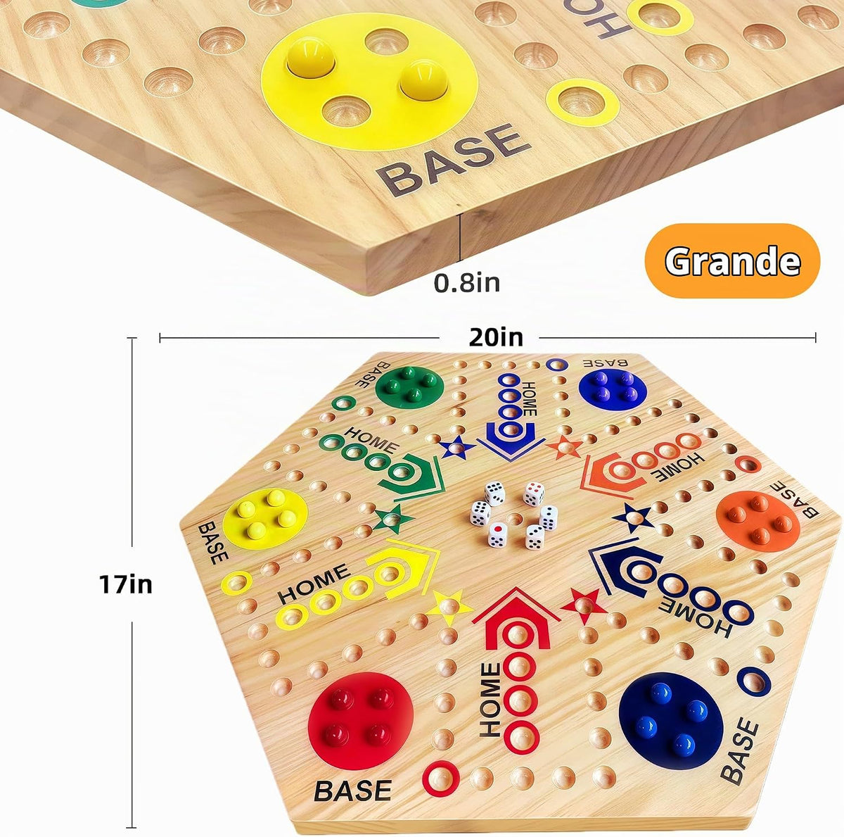 Juego de Mesa de Madera, Juego de Canicas Original de Doble Cara Pi...