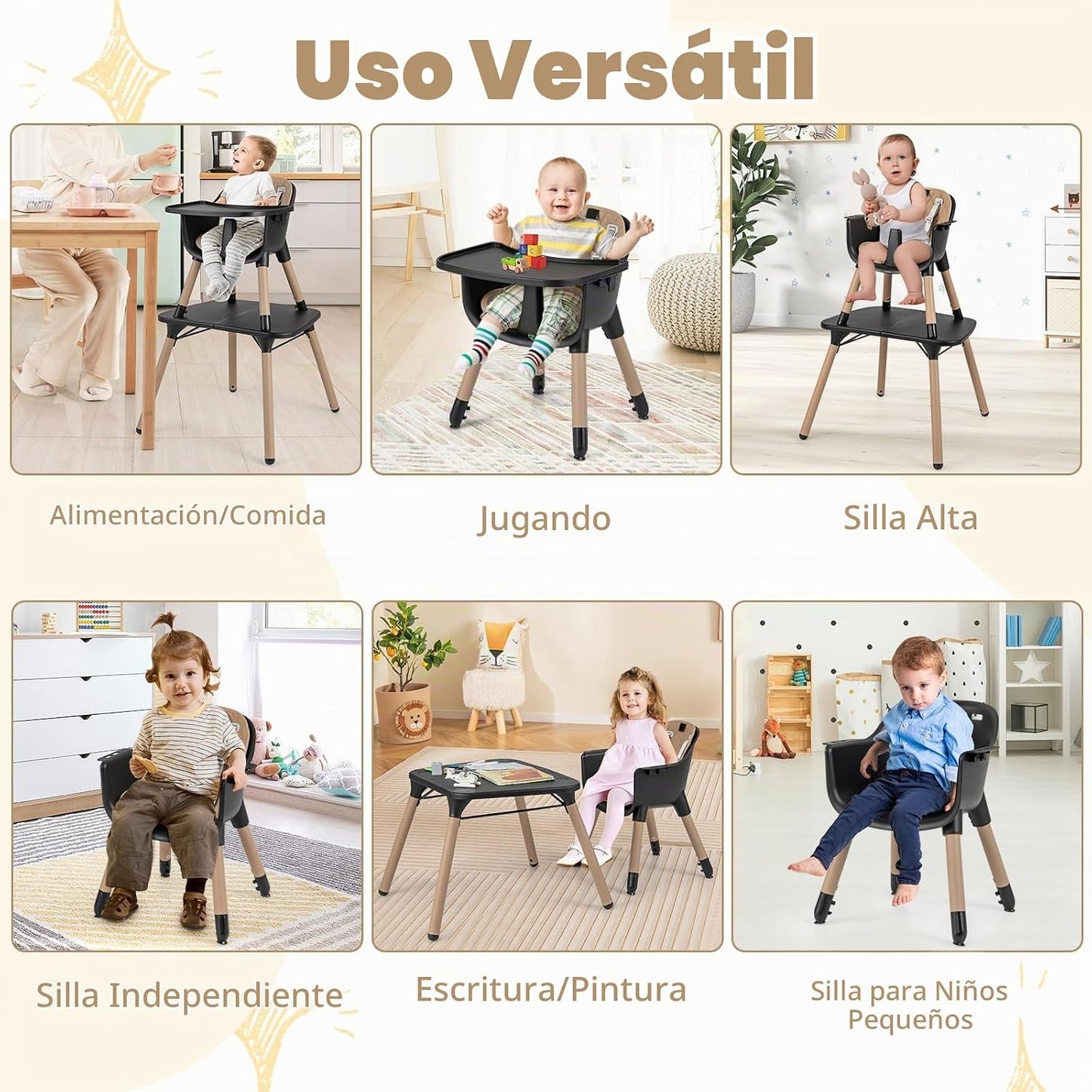 Honey Joy Silla alta 5 en 1 convertible para bebés y niños\/Juego d...