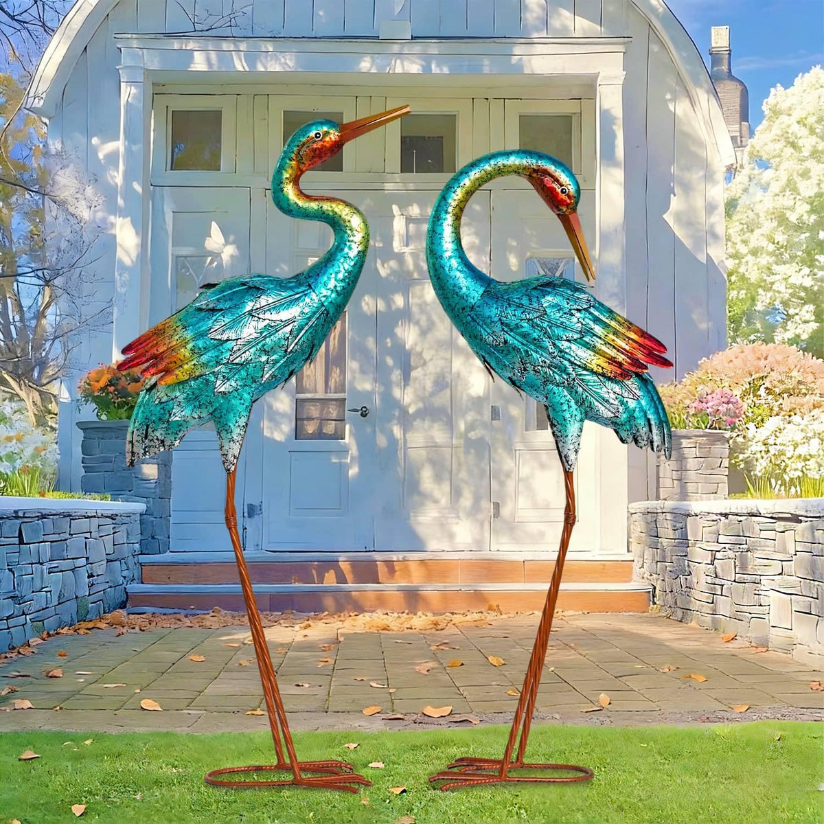 Natelf Estatuas de grúa para decoración de jardín, esculturas de ga...