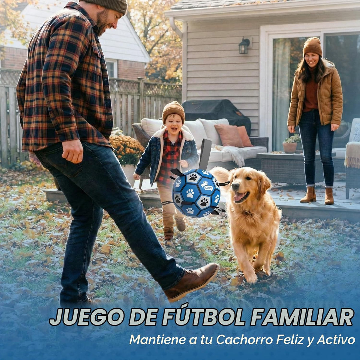 QDAN Pelotas para perros, pelota de fútbol con correas, juguete de...
