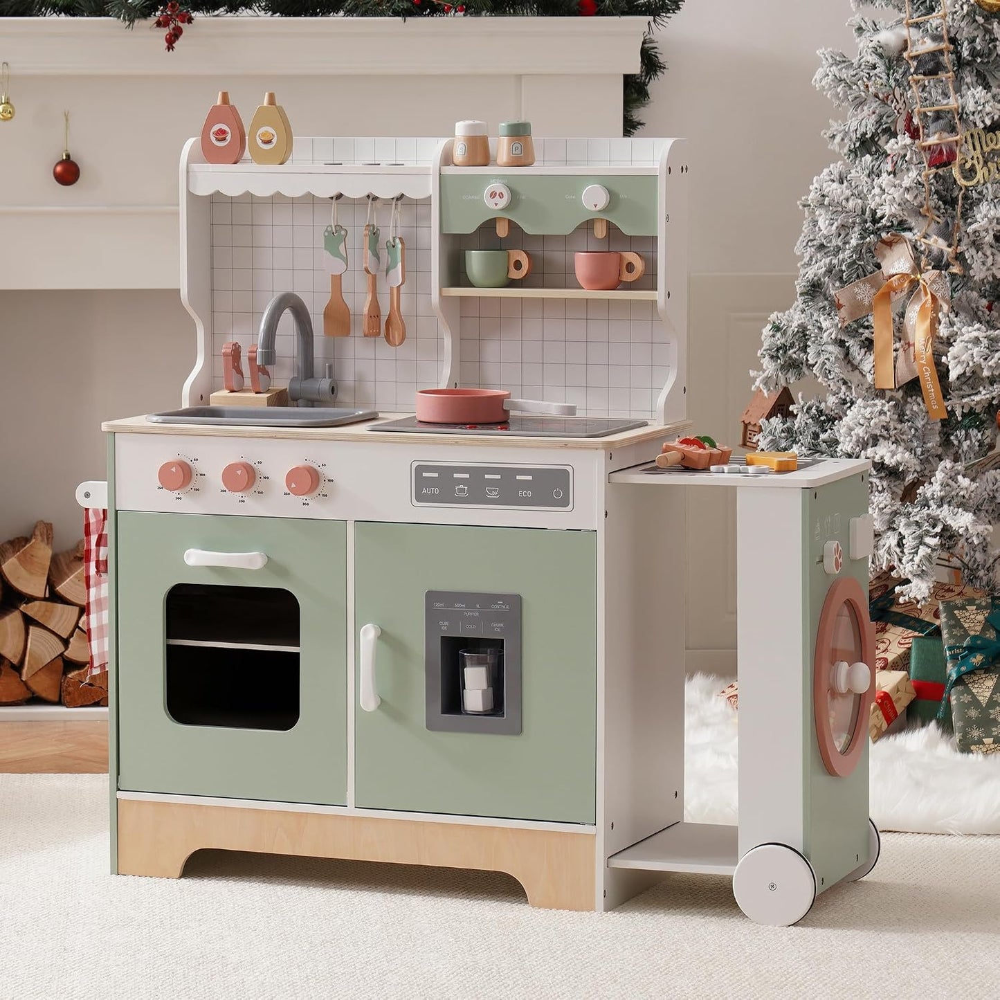 ROBUD Juego de cocina de madera para niños pequeños, juego de cocin...